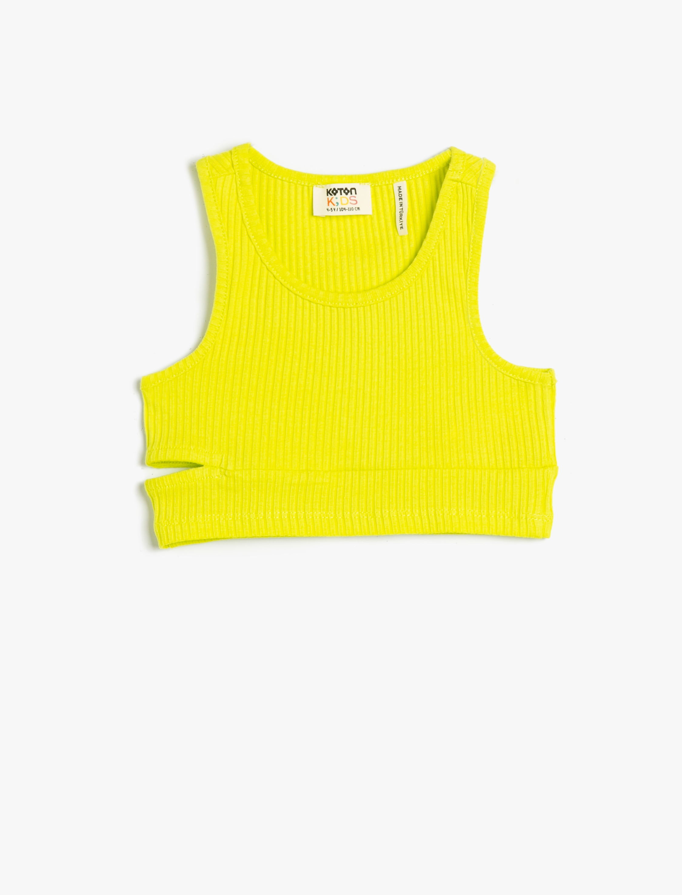  Kız Çocuk Crop Üst Kolsuz Pencere Detaylı Pamuklu