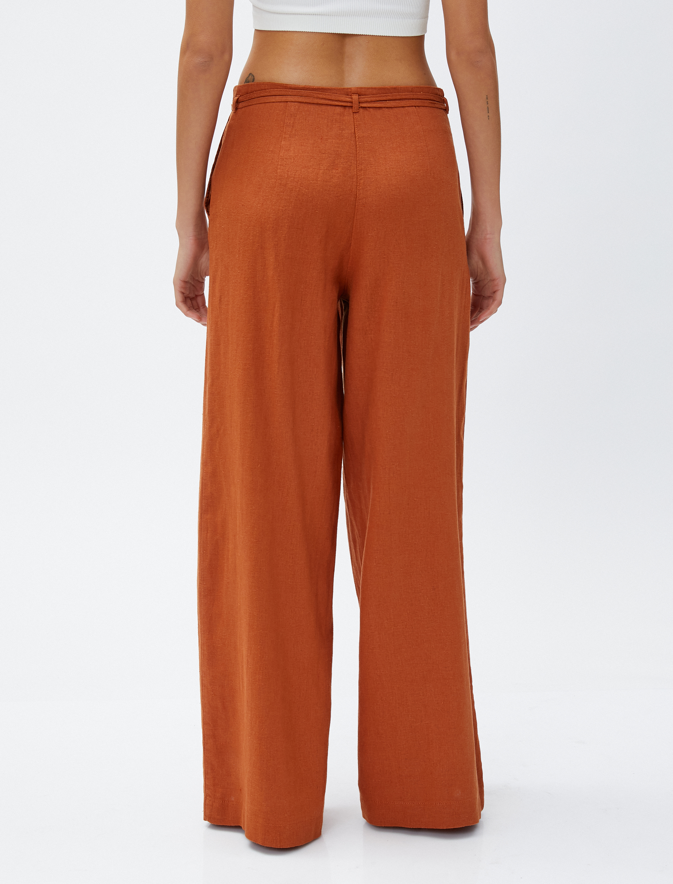   Geniş Paça Pantolon Keten Karışımlı