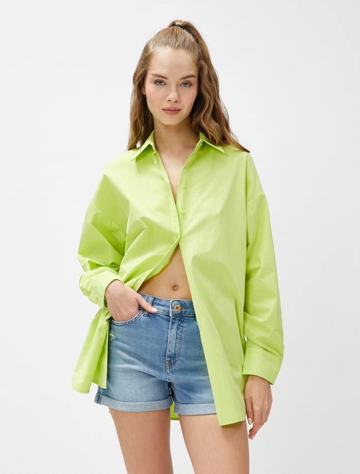  Kot Şort Cep Detaylı Düğmeli Pamuklu