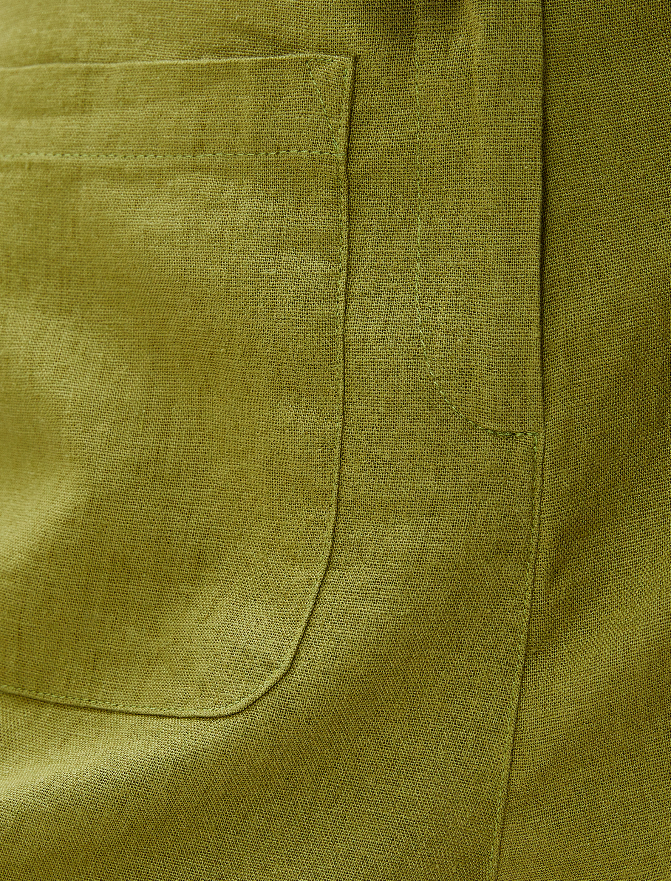   Yüksek Bel Şort Keten Karışımlı Kuşaklı Cep Detaylı