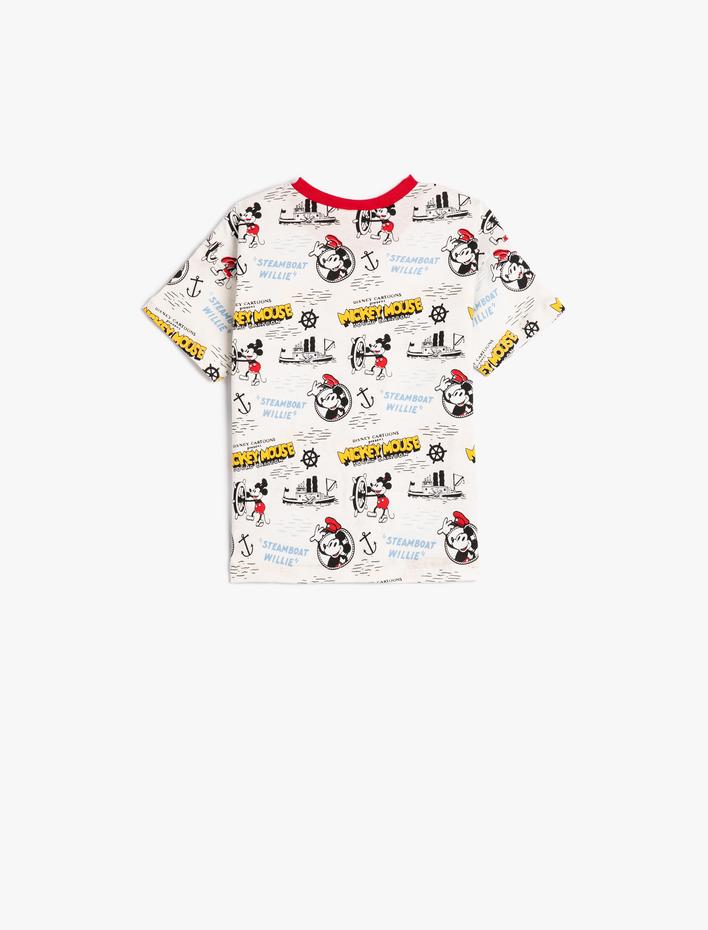 Erkek Bebek Mickey Mouse Tişört Lisanslı Kısa Kollu Bisiklet Yaka Pamuklu