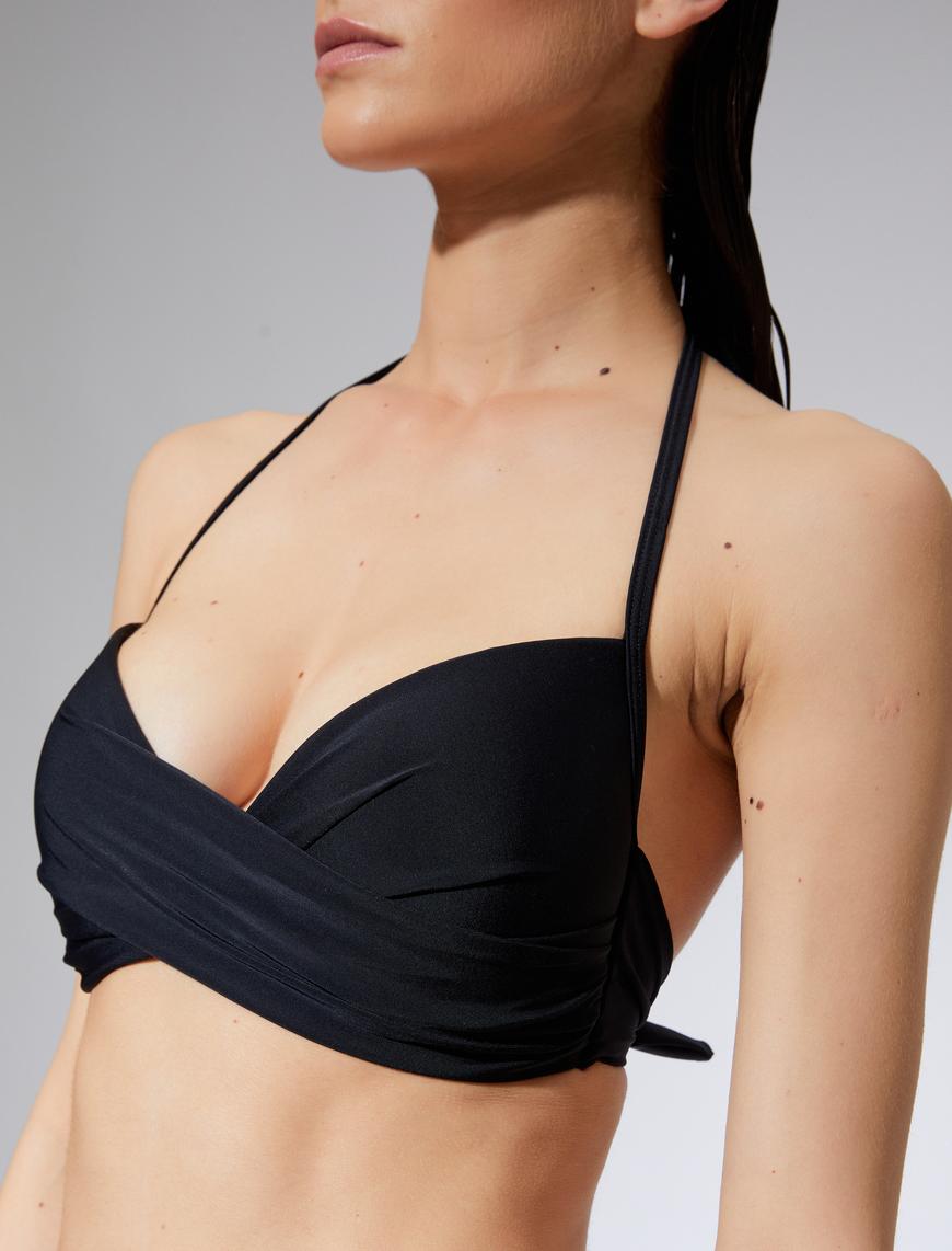   Push Up Bikini Üstü Boyundan Bağlamalı Drapeli
