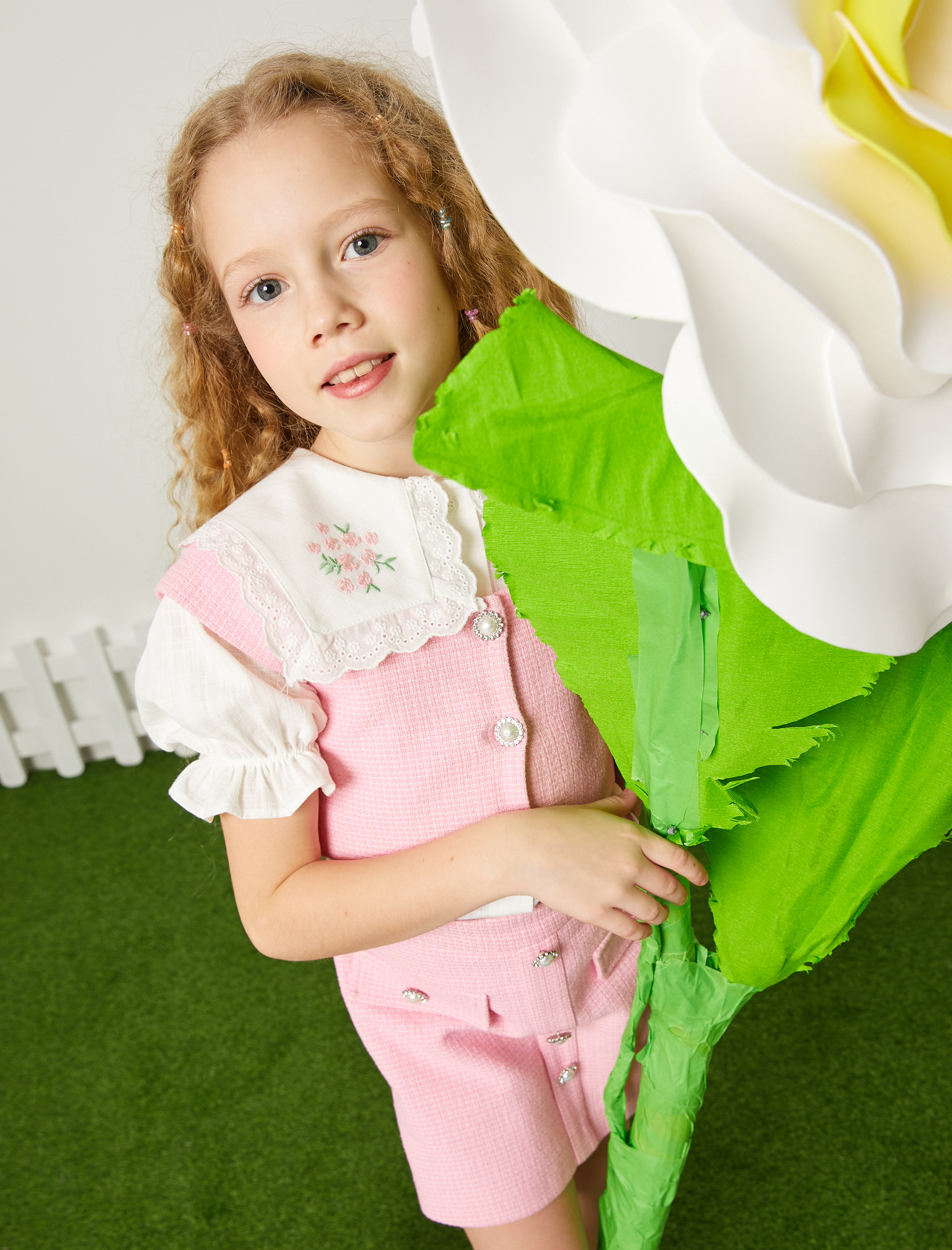  Kız Çocuk Yelek Crop Tüvit İnci Detaylı Düğmeli