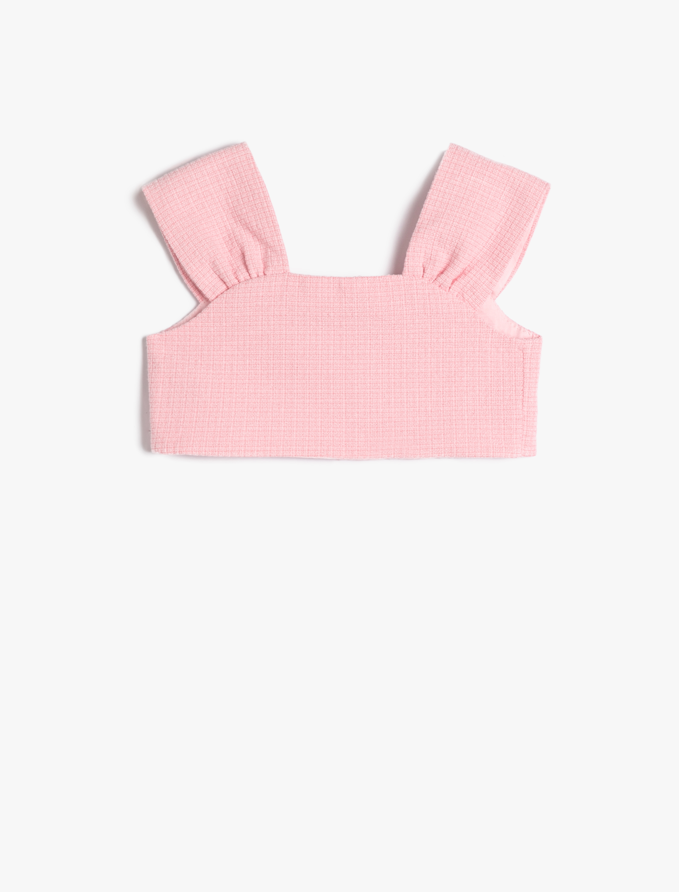  Kız Çocuk Yelek Crop Tüvit İnci Detaylı Düğmeli