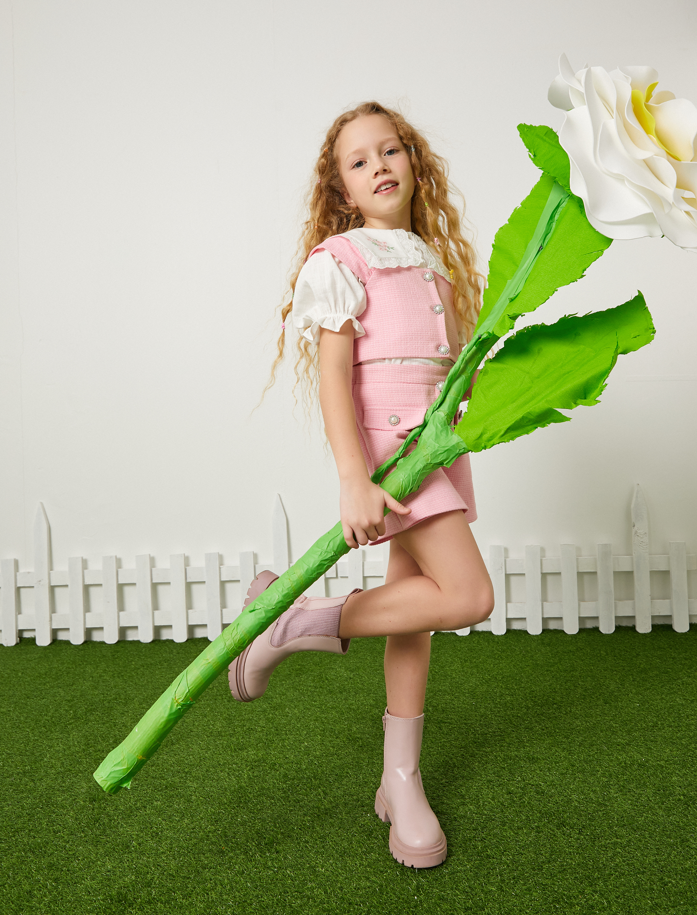  Kız Çocuk Yelek Crop Tüvit İnci Detaylı Düğmeli