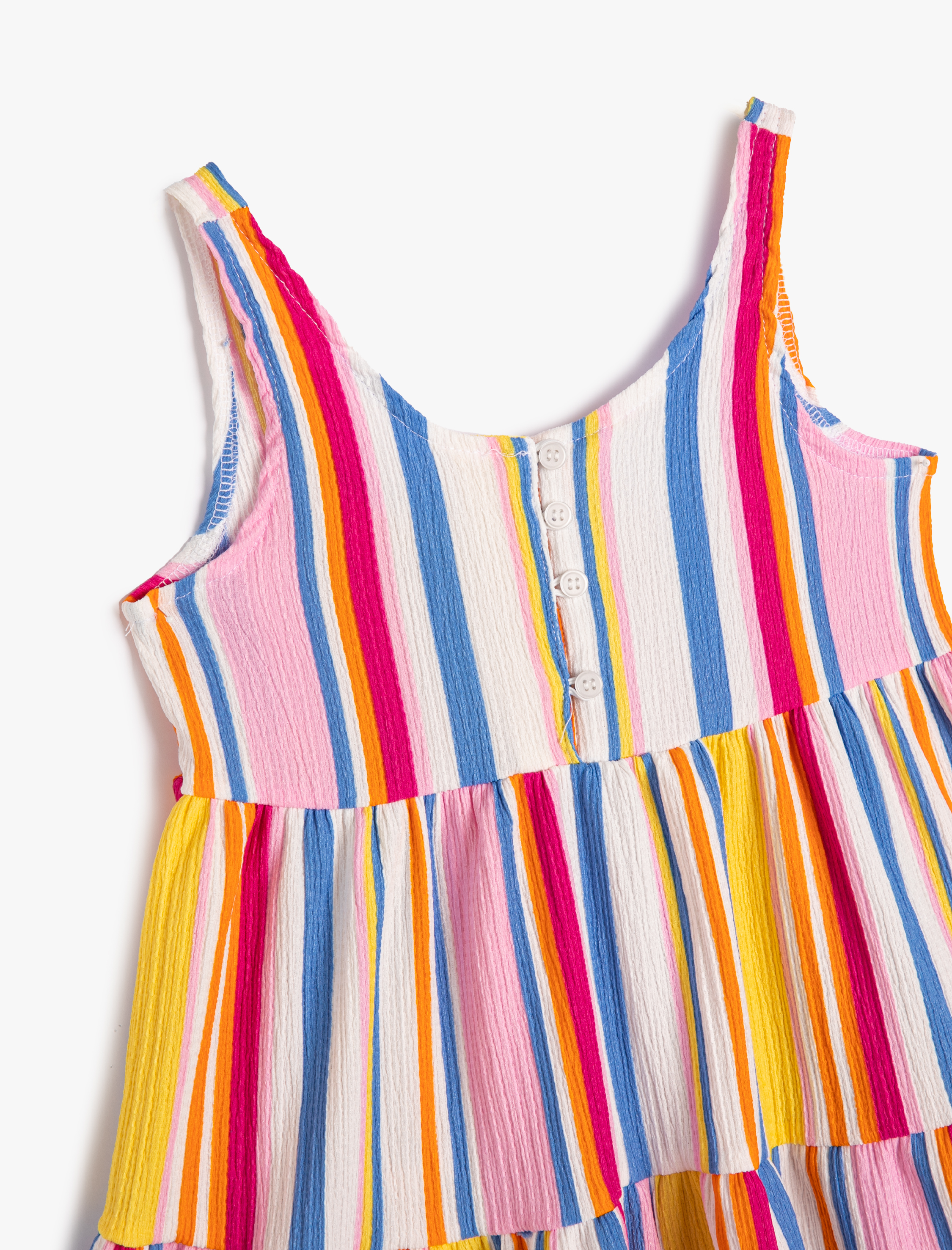  Kız Çocuk Tulum Askılı Düğme Detaylı Oyuk Yaka