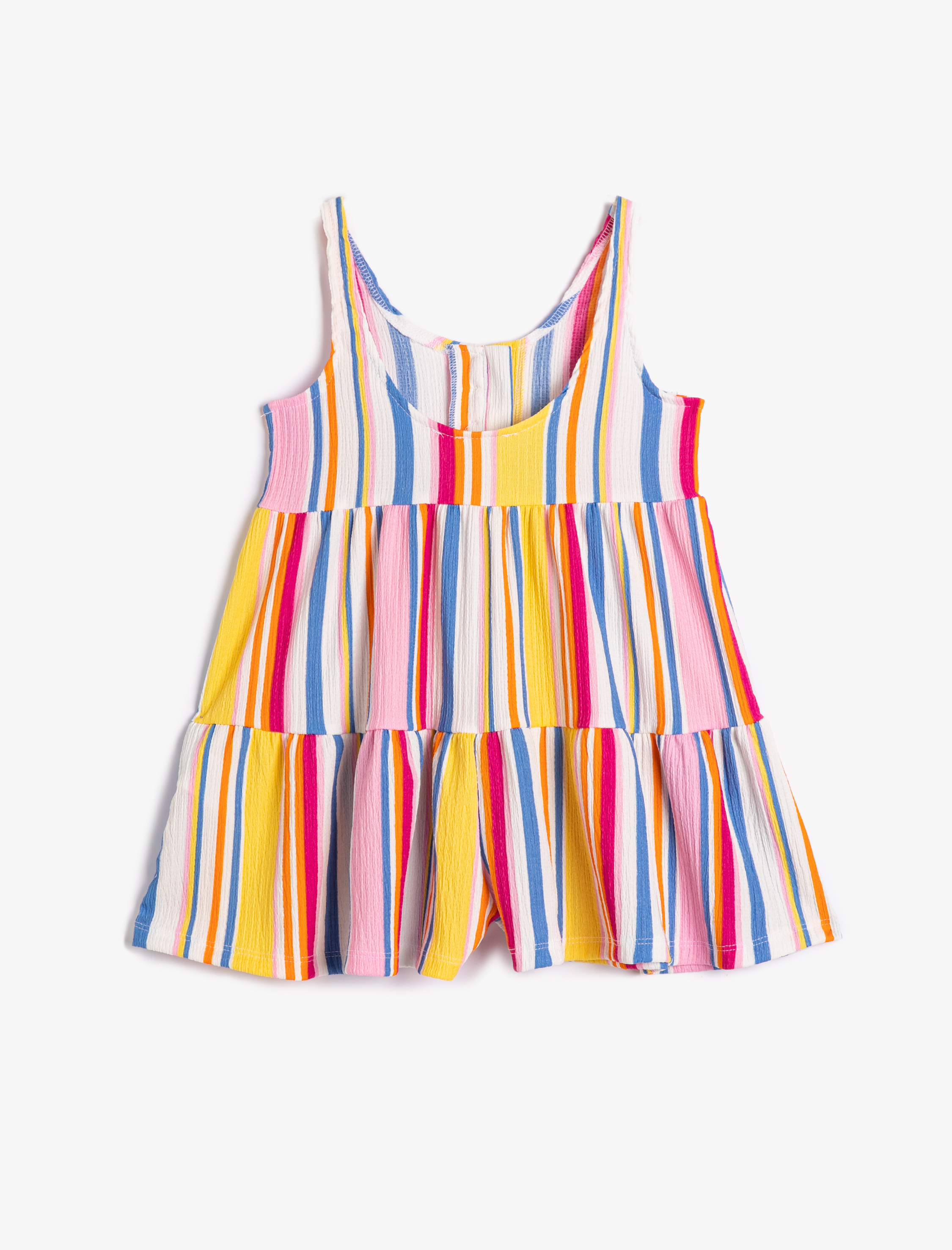  Kız Çocuk Tulum Askılı Düğme Detaylı Oyuk Yaka