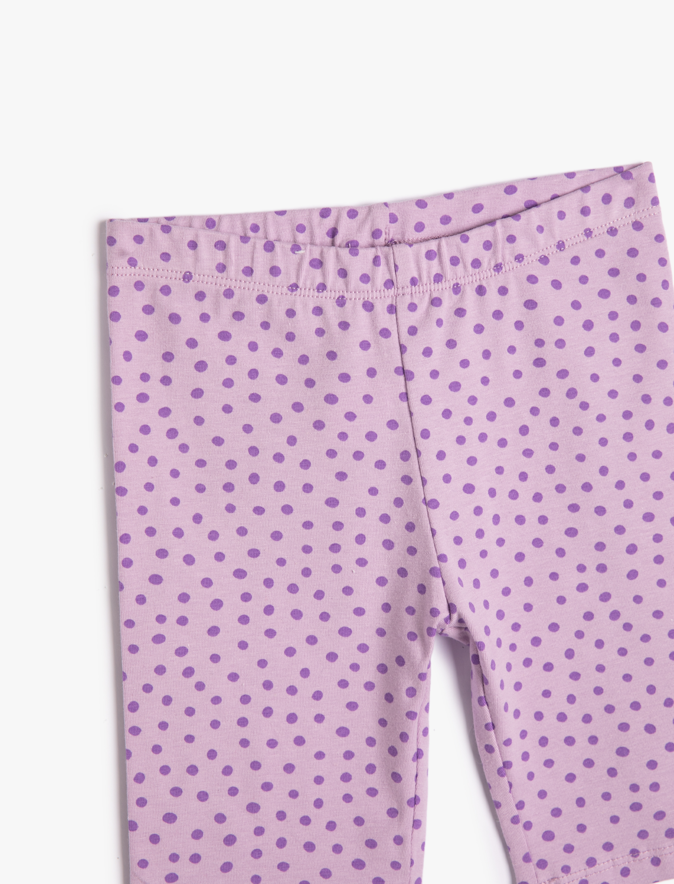  Kız Çocuk Tayt Biker Puantiyeli Beli Lastikli Pamuklu