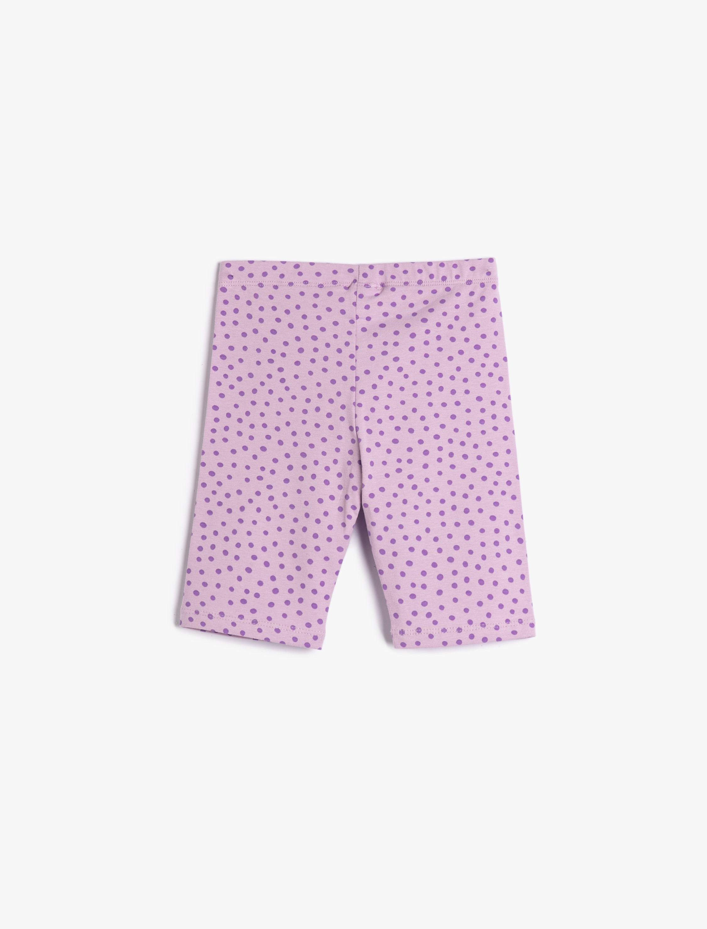  Kız Çocuk Tayt Biker Puantiyeli Beli Lastikli Pamuklu