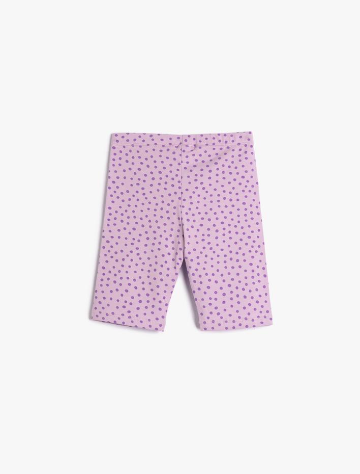 Kız Çocuk Tayt Biker Puantiyeli Beli Lastikli Pamuklu