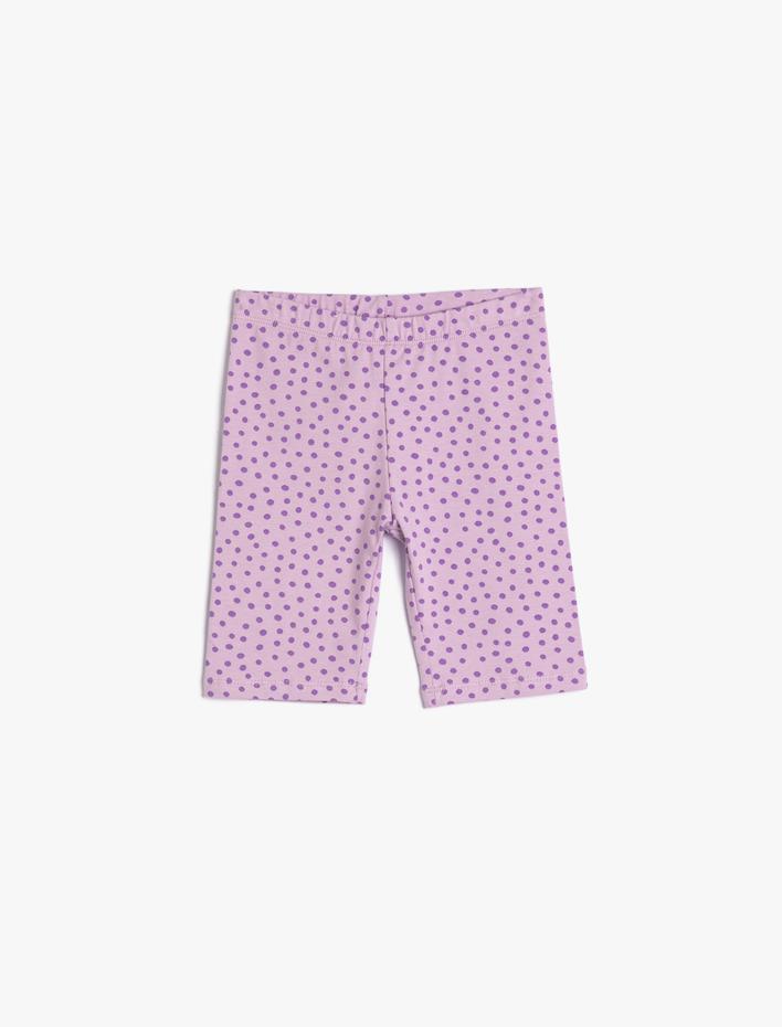 Kız Çocuk Tayt Biker Puantiyeli Beli Lastikli Pamuklu