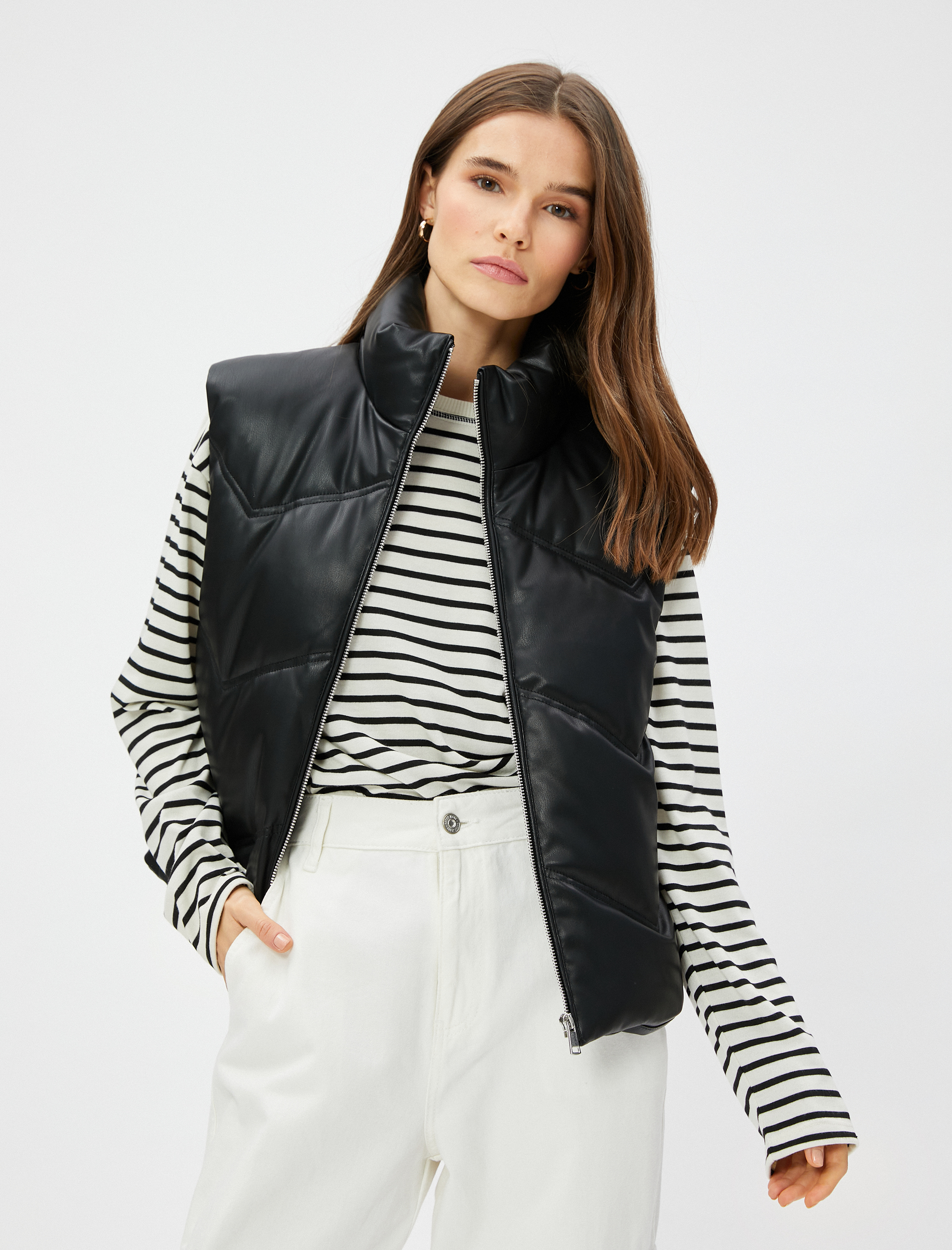   Şişme Yelek Fermuarlı Dik Yaka Relax Fit