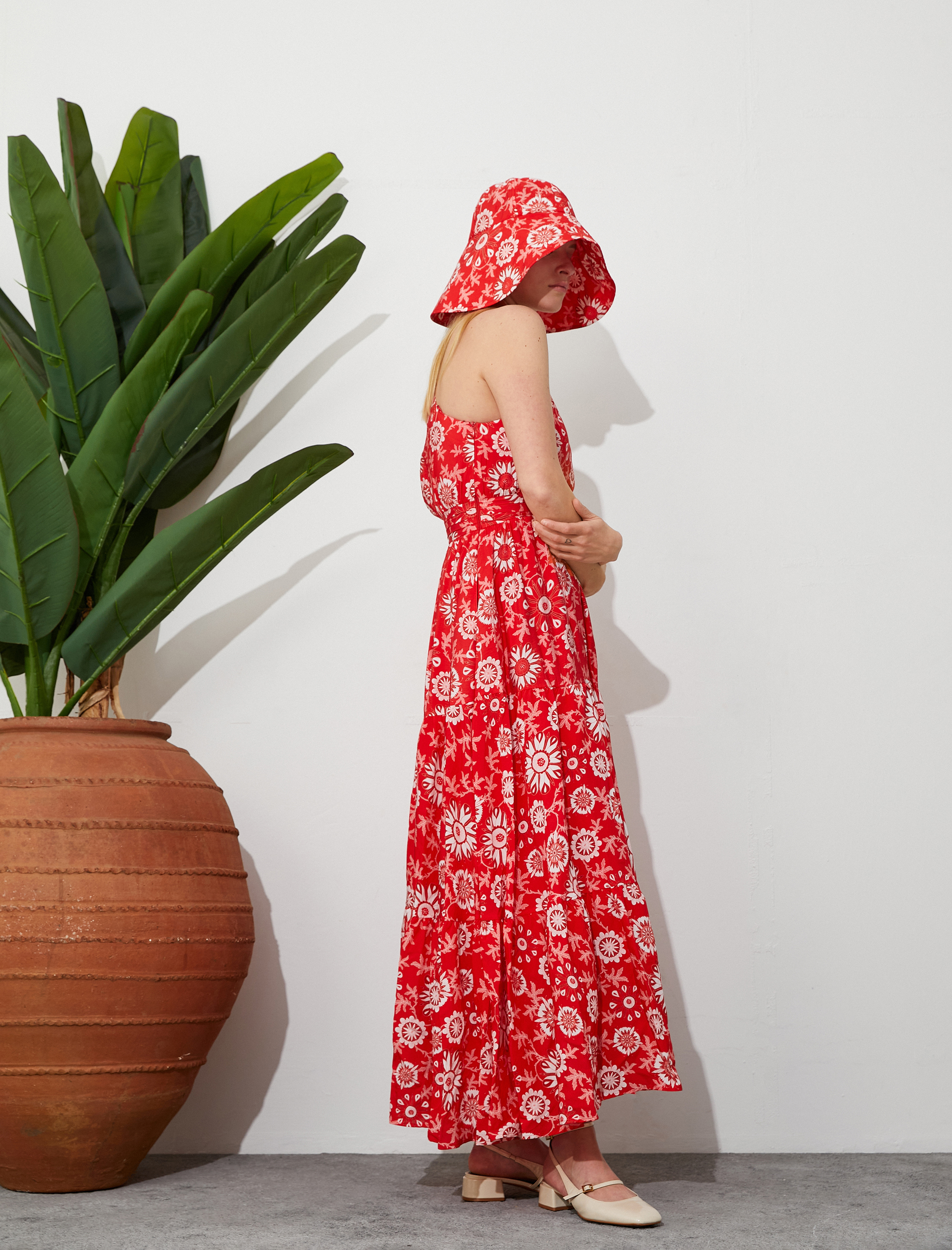   Tek Omuz Uzun Çiçekli Elbise