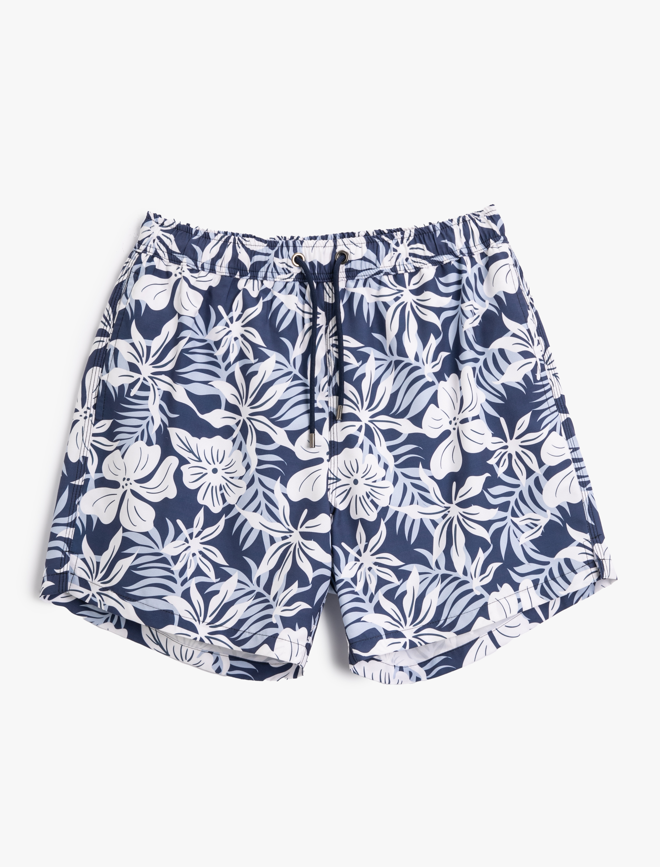   Deniz Şortu Çiçek Baskılı Beli Bağcıklı Cepli