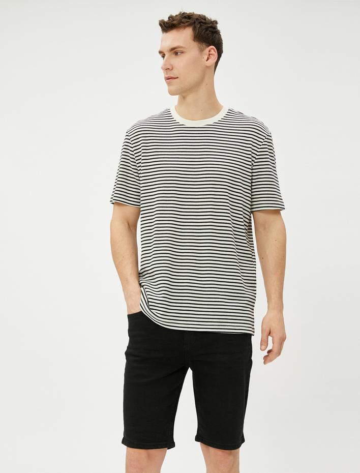  Bermuda Kot Şort Cepli Düğme Detaylı Pamuklu