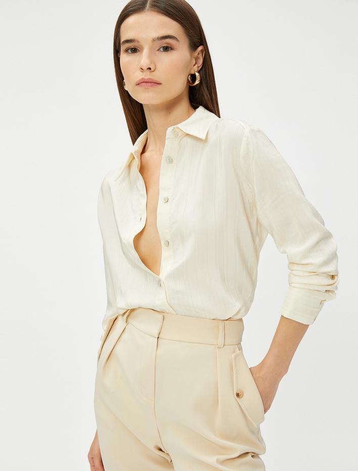  Çizgili Gömlek Uzun Kollu Viskon