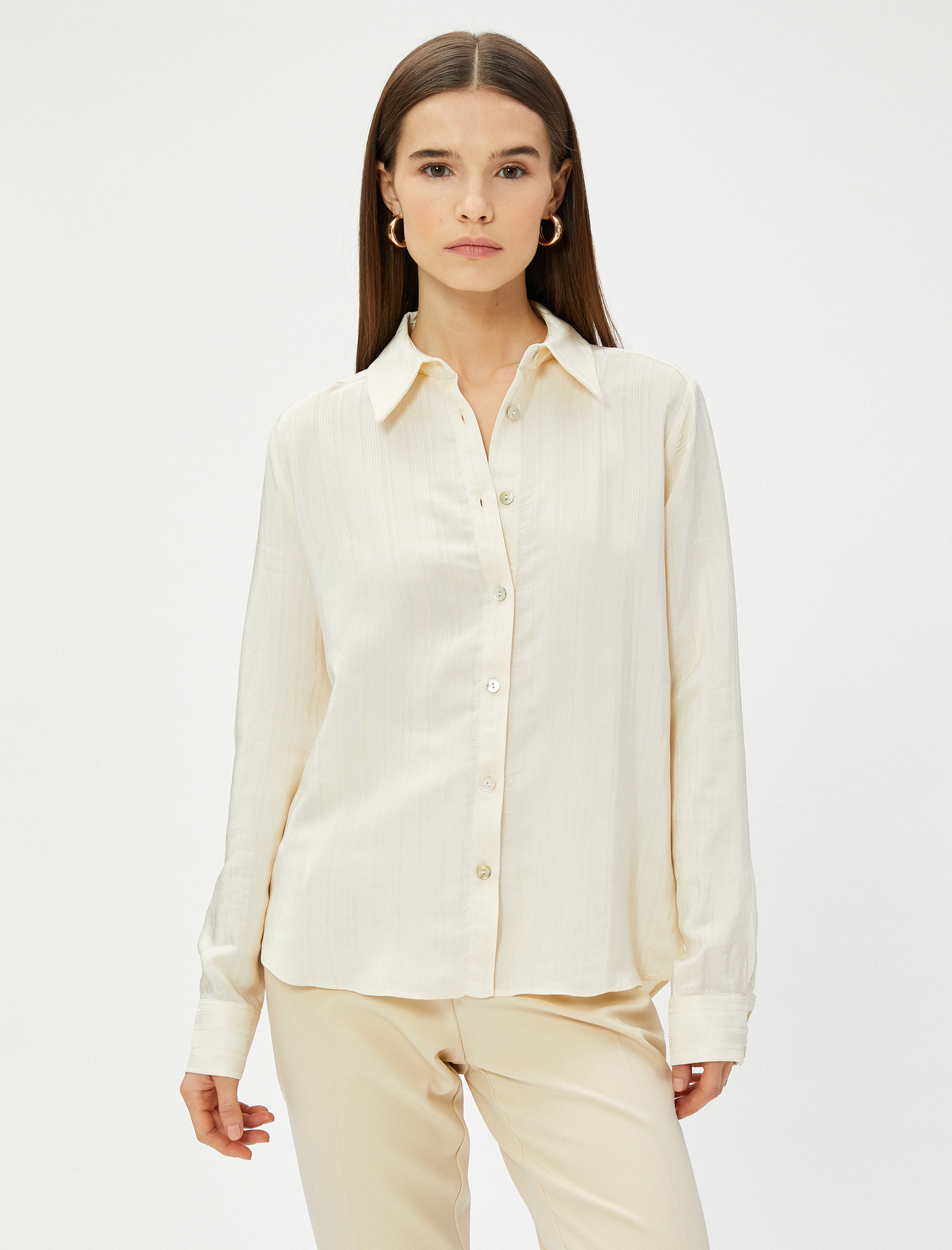   Çizgili Gömlek Uzun Kollu Viskon