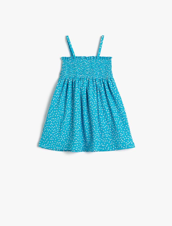 Kız Bebek Elbise Çiçekli Askılı Gipe Detaylı