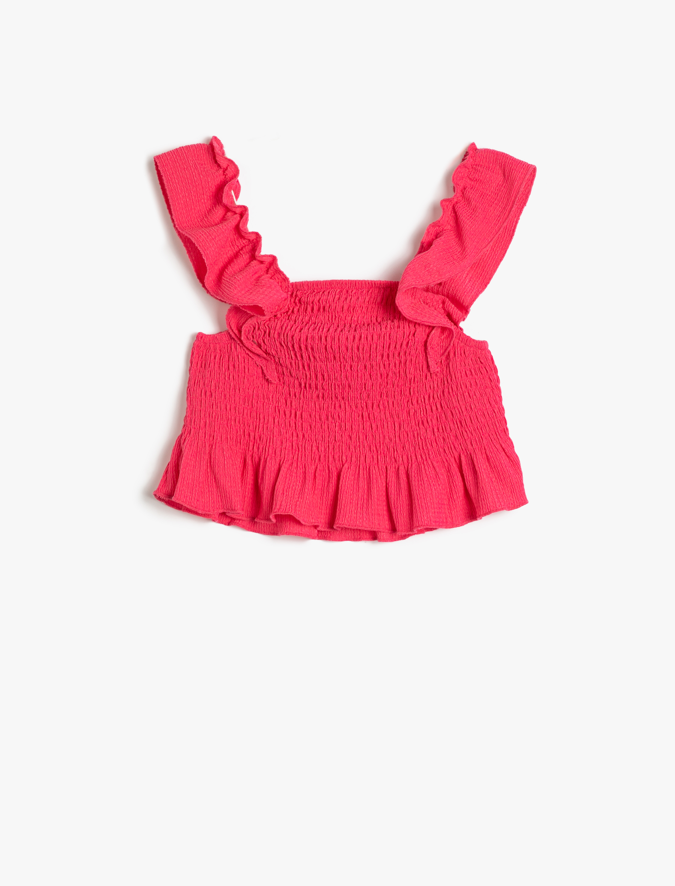  Kız Çocuk Crop Üst Askılı Fırfırlı Gipe Detaylı