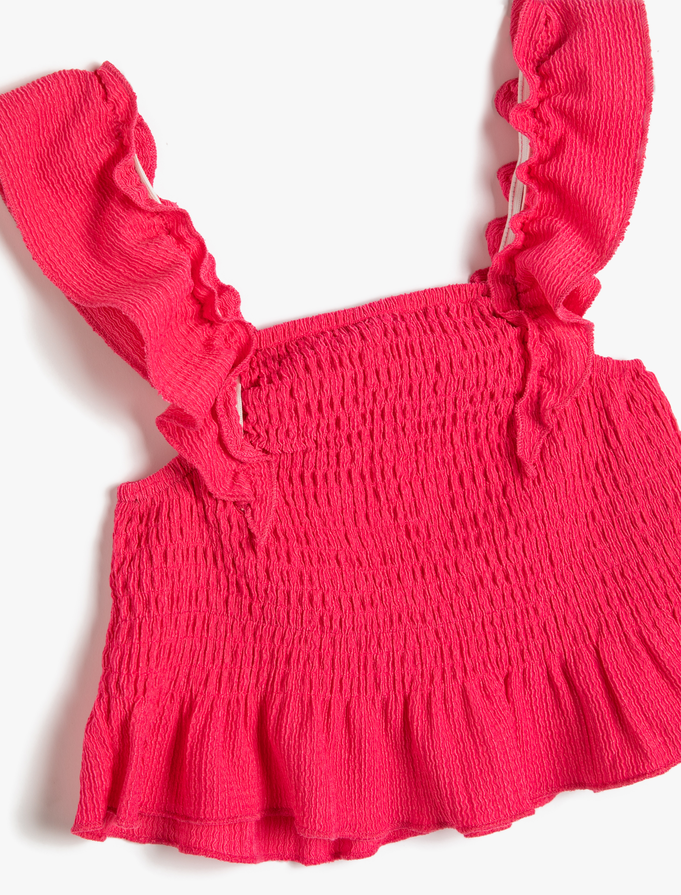  Kız Çocuk Crop Üst Askılı Fırfırlı Gipe Detaylı