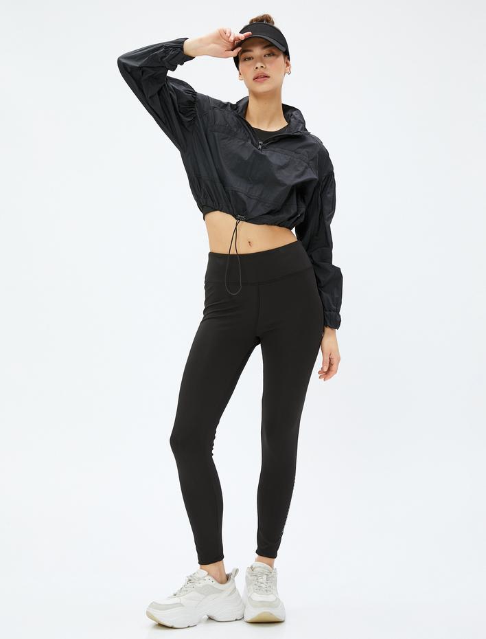  Baskılı Spor Tayt Normal Bel