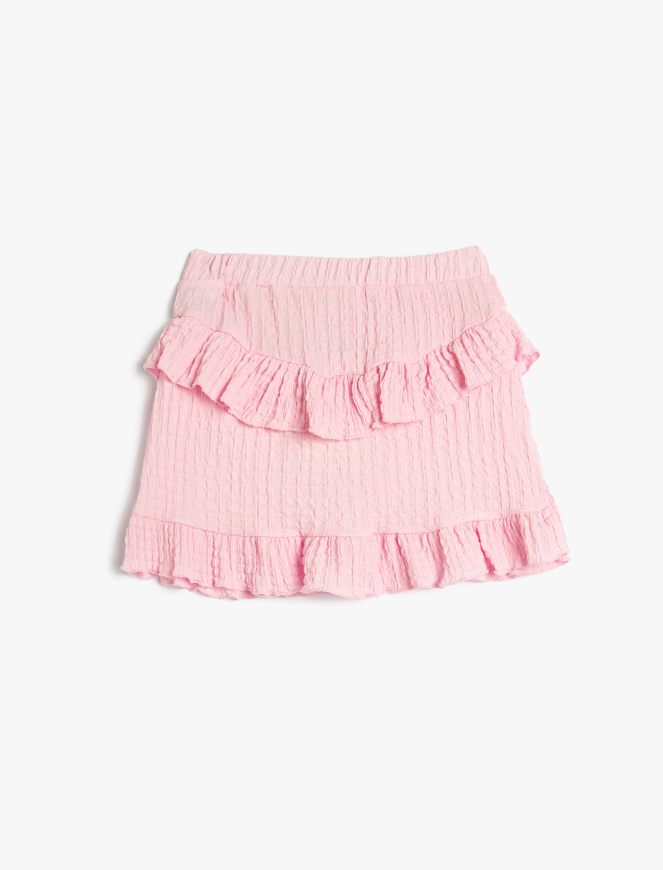  Kız Çocuk Mini Etek Fırfırlı Beli Lastikli Dokulu