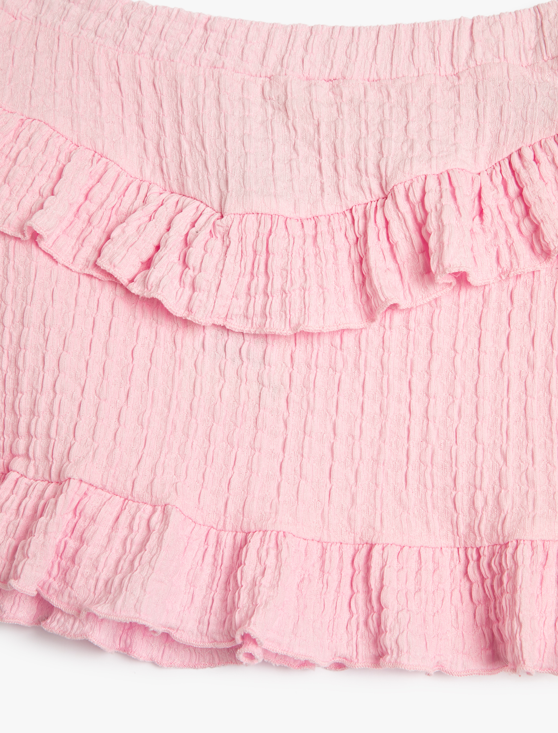  Kız Çocuk Mini Etek Fırfırlı Beli Lastikli Dokulu