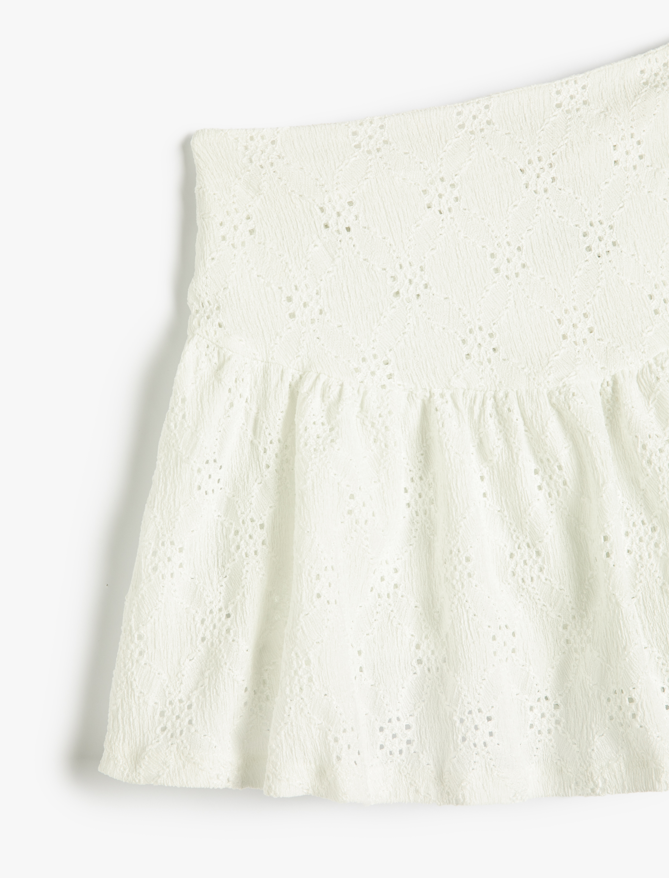  Kız Çocuk Mini Etek Ajurlu Beli Lastikli