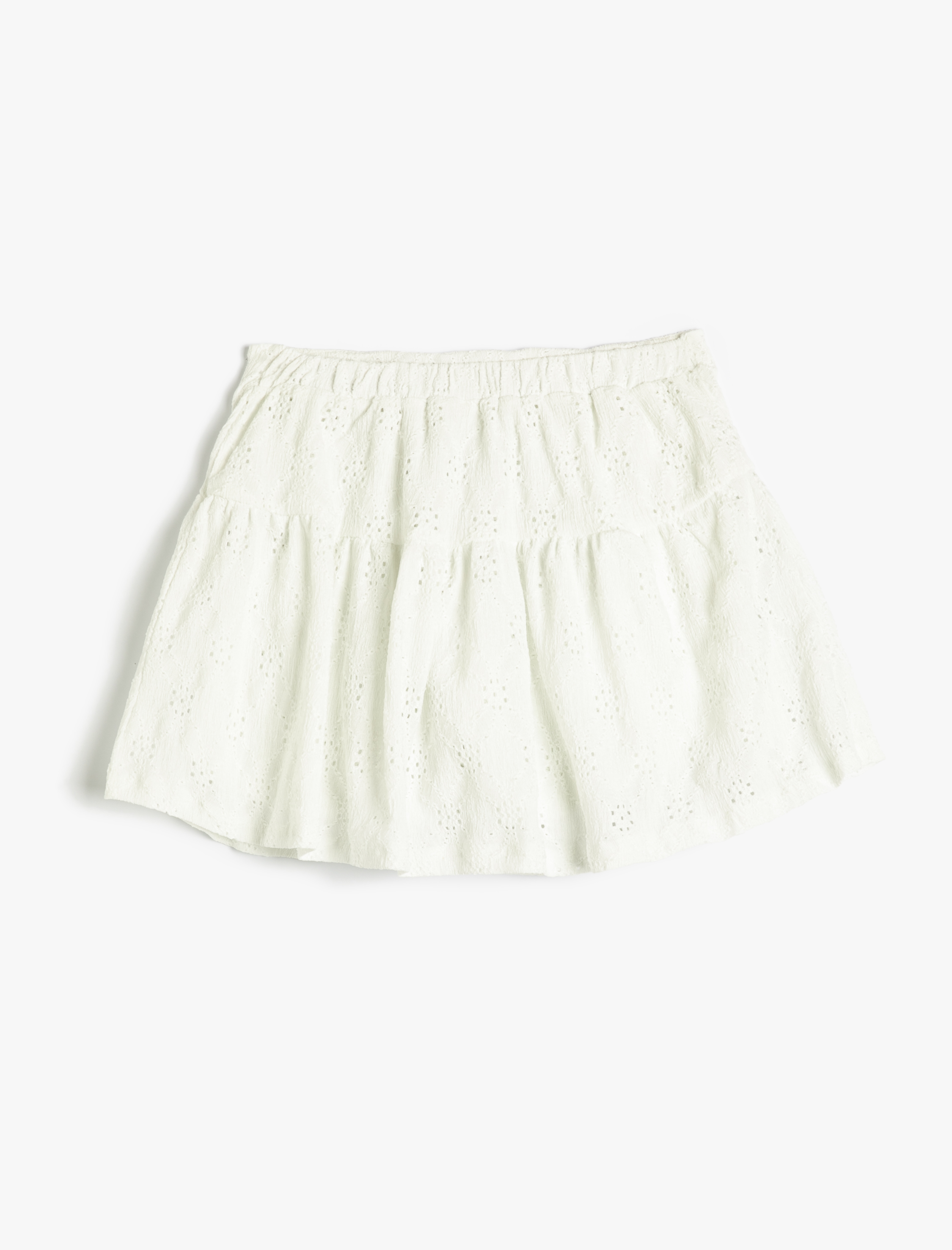  Kız Çocuk Mini Etek Ajurlu Beli Lastikli