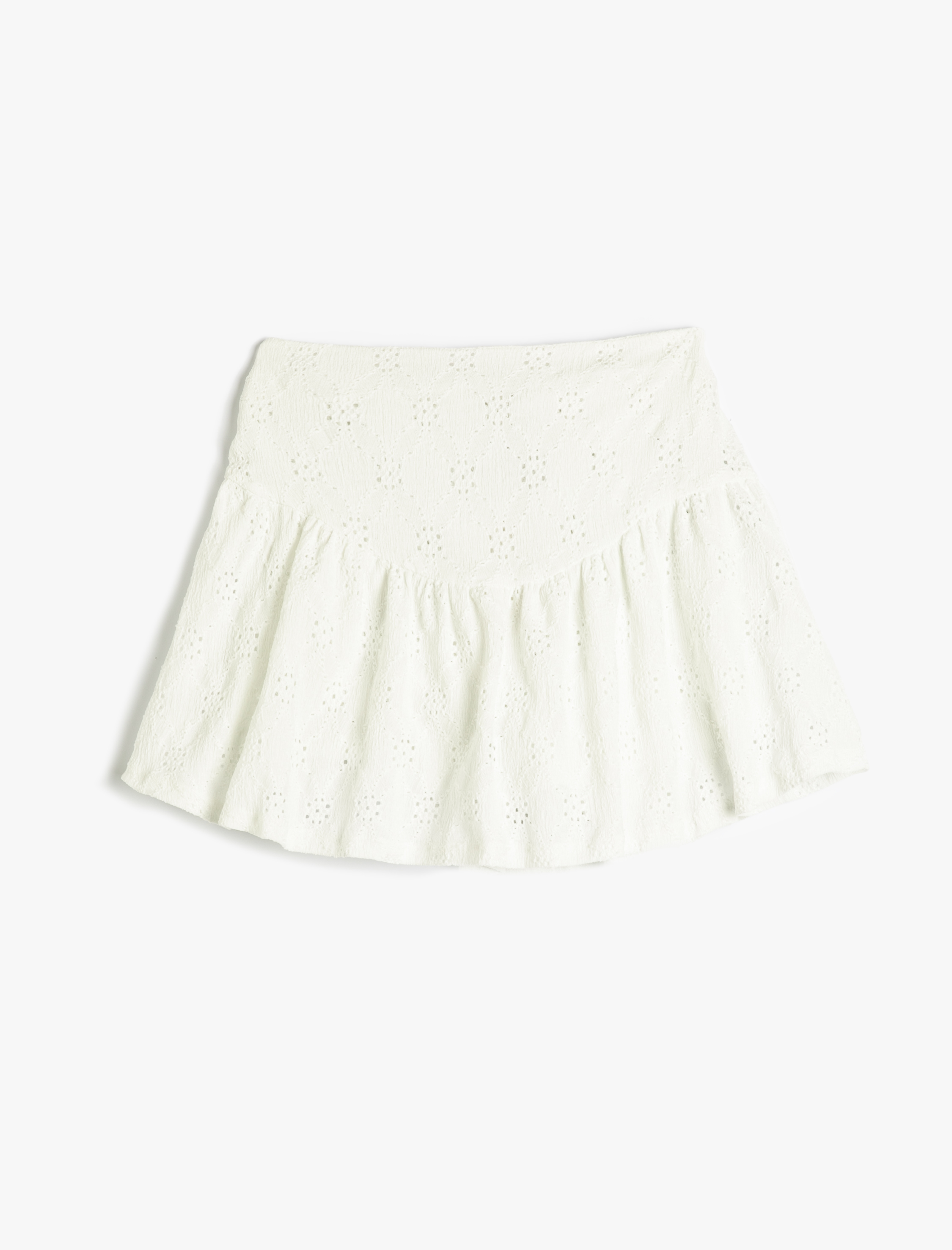  Kız Çocuk Mini Etek Ajurlu Beli Lastikli