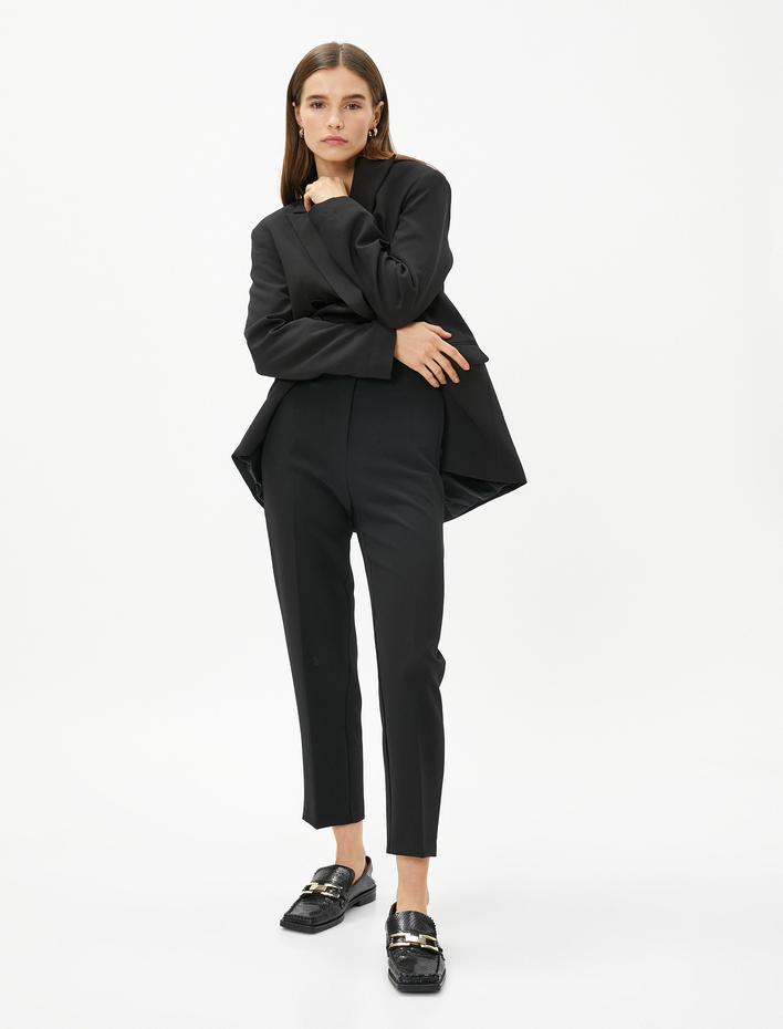  Dikiş Detaylı Cigarette Kumaş Pantolon Düz Paça