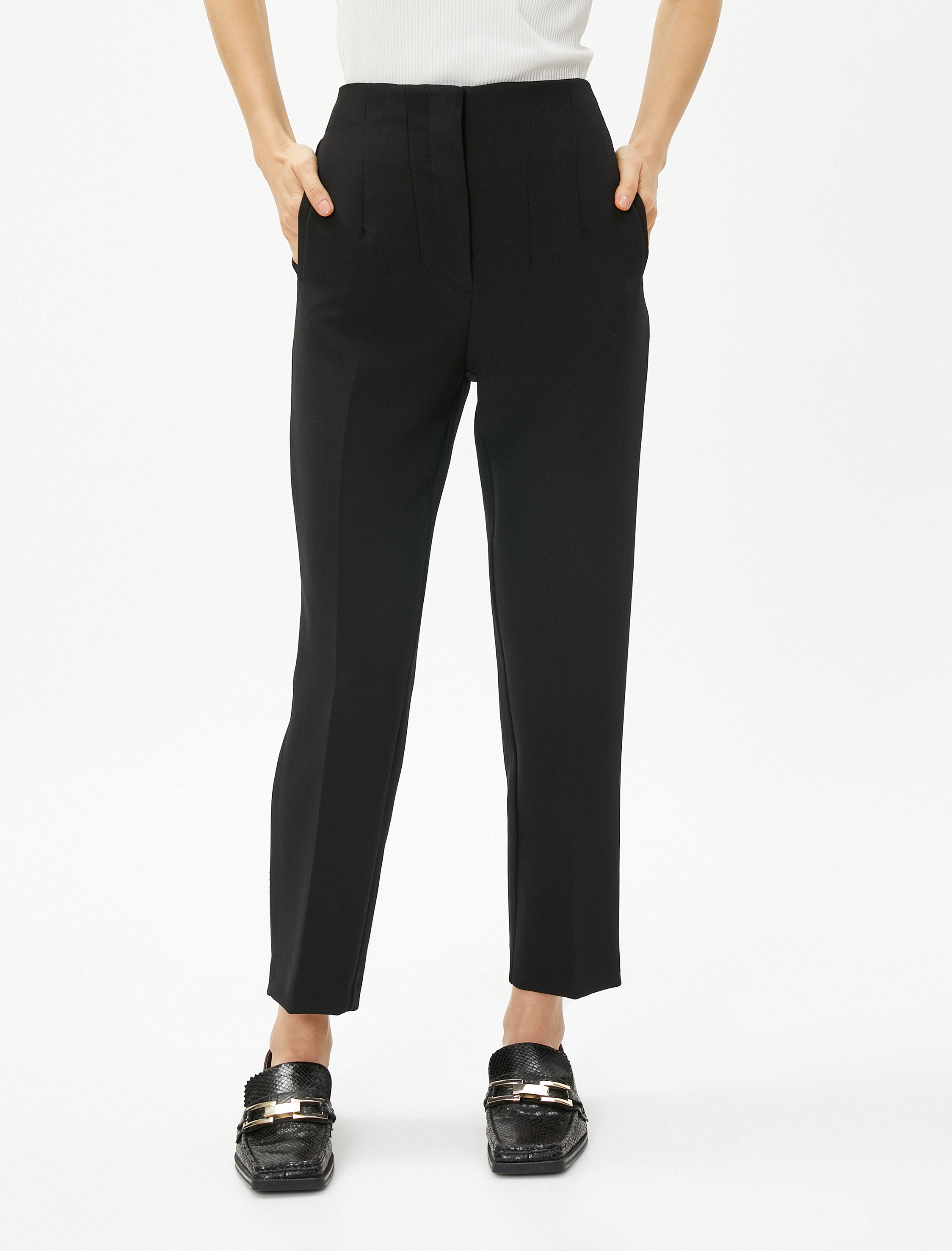   Dikiş Detaylı Cigarette Kumaş Pantolon Düz Paça