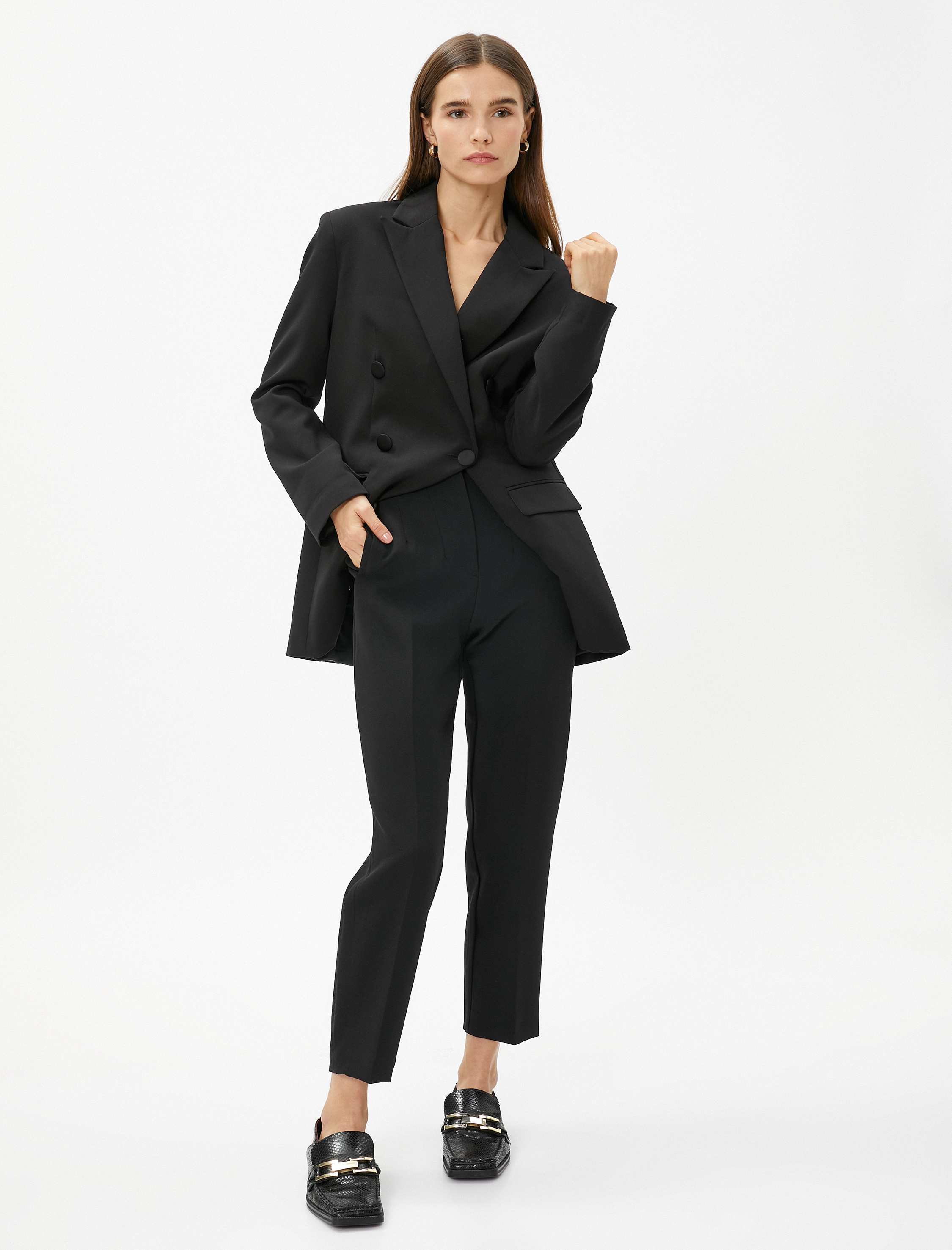   Dikiş Detaylı Cigarette Kumaş Pantolon Düz Paça