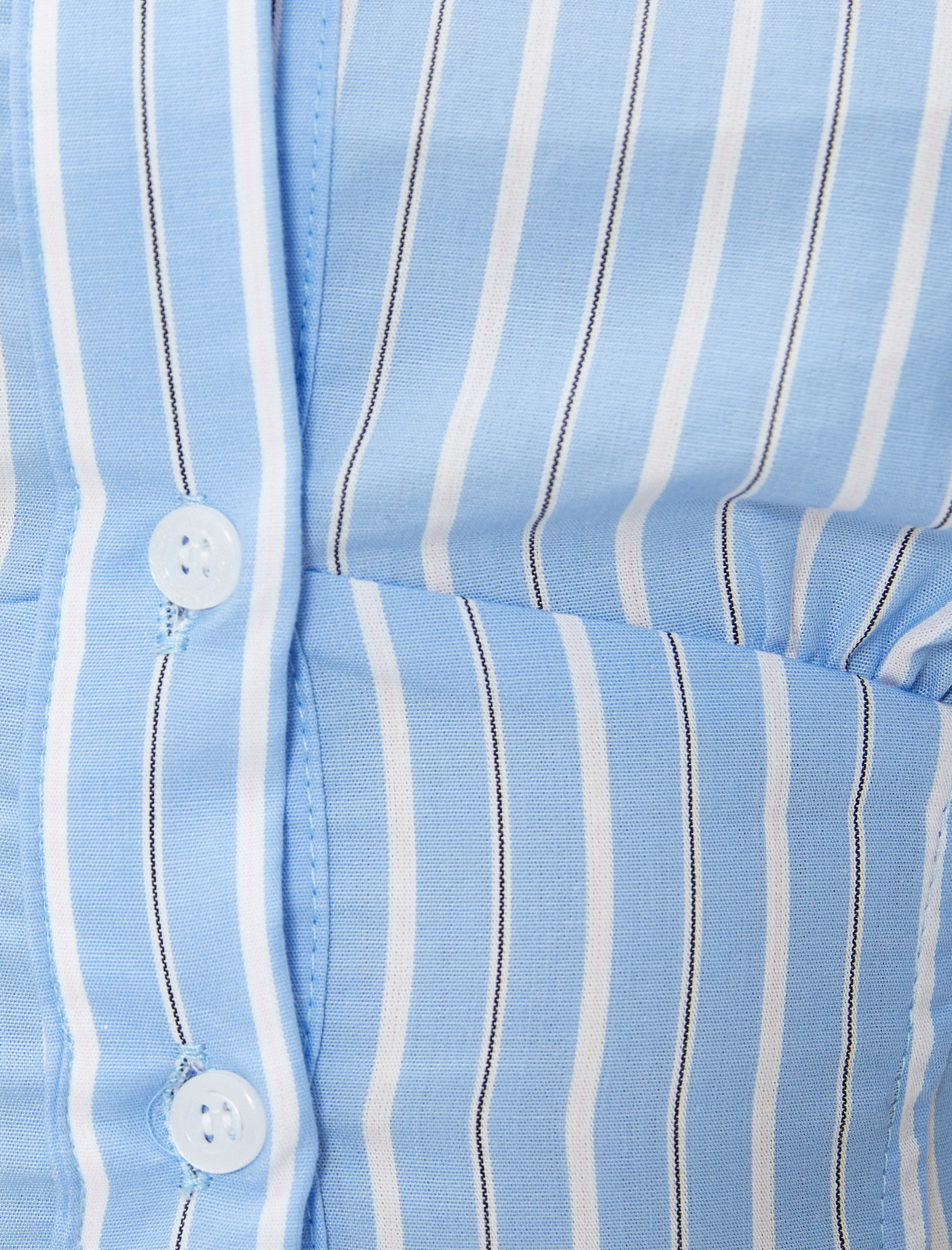   Crop Gömlek Balon Kollu Beli Korseli Düğmeli Pamuklu