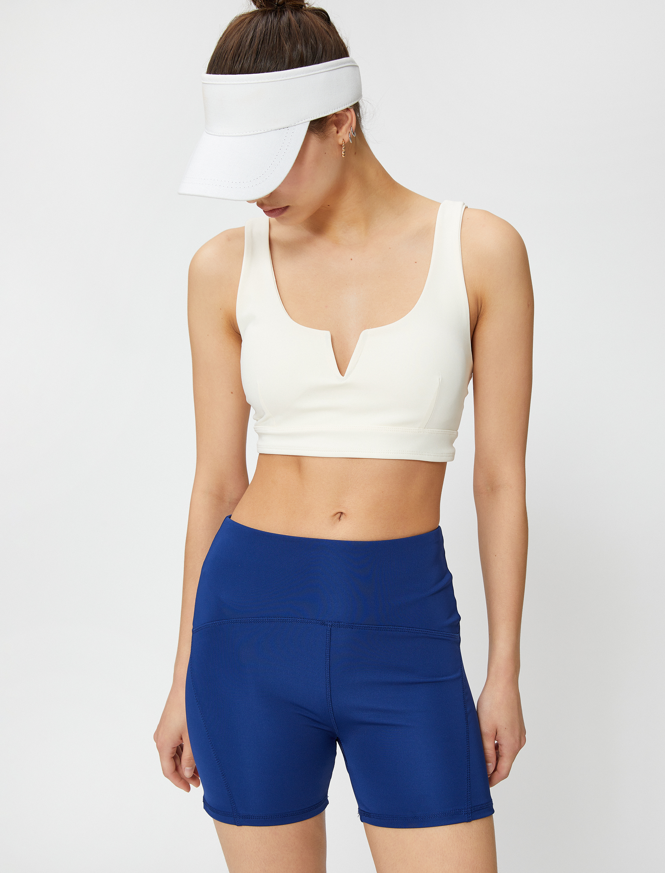   Dikiş Detaylı Kısa Biker Tayt