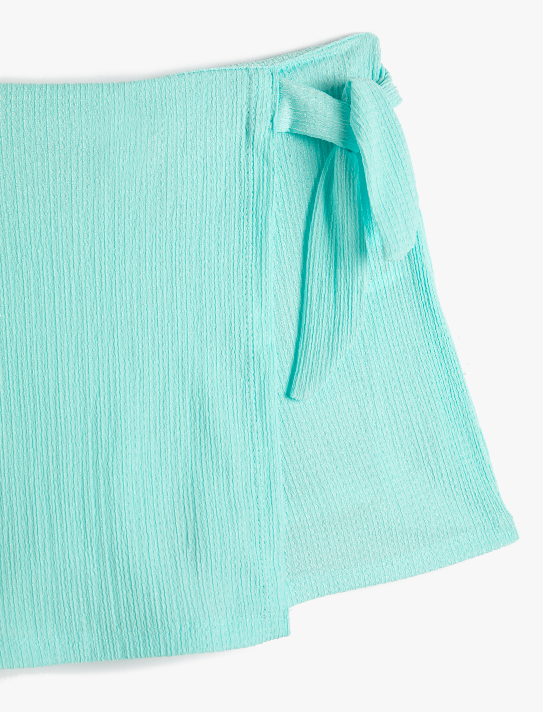  Kız Çocuk Şort Etek Beli Lastikli Anvelop Yandan Bağlamalı Dokulu