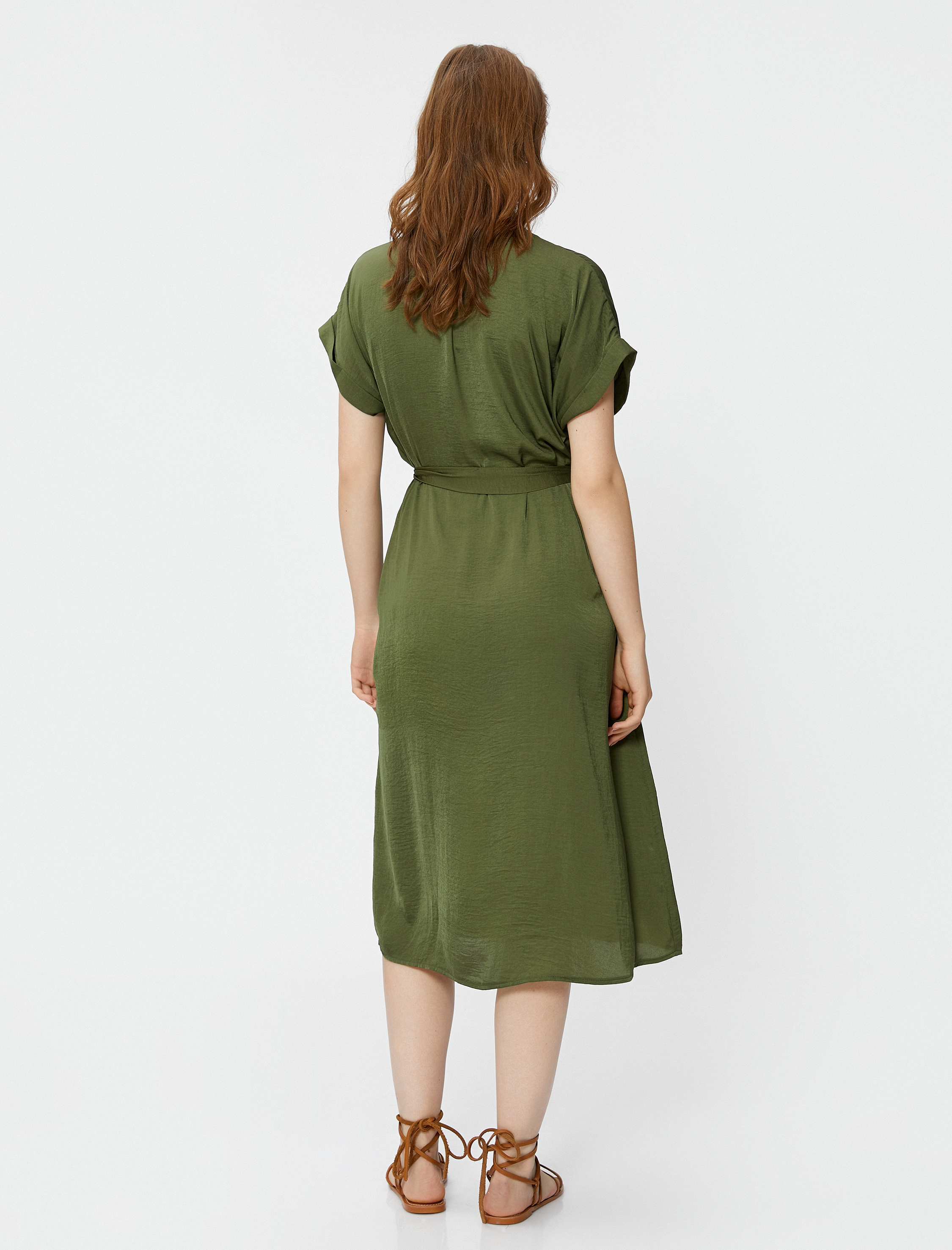   Oversize Midi Gömlek Elbise Kemerli