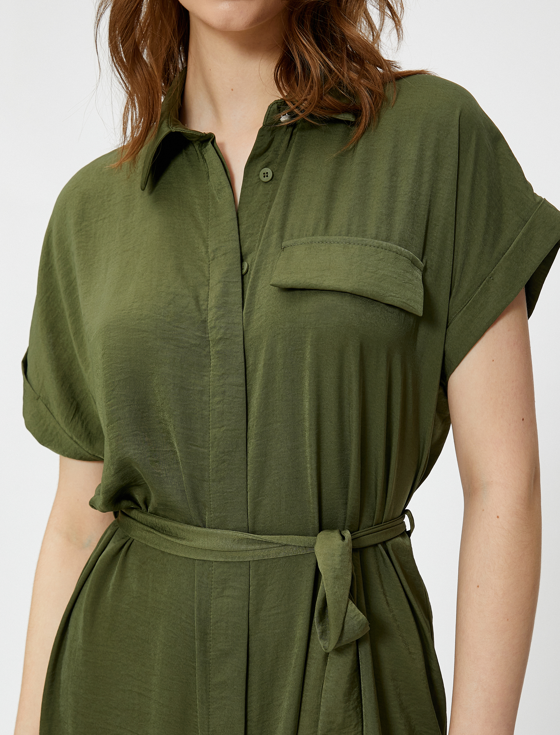   Oversize Midi Gömlek Elbise Kemerli