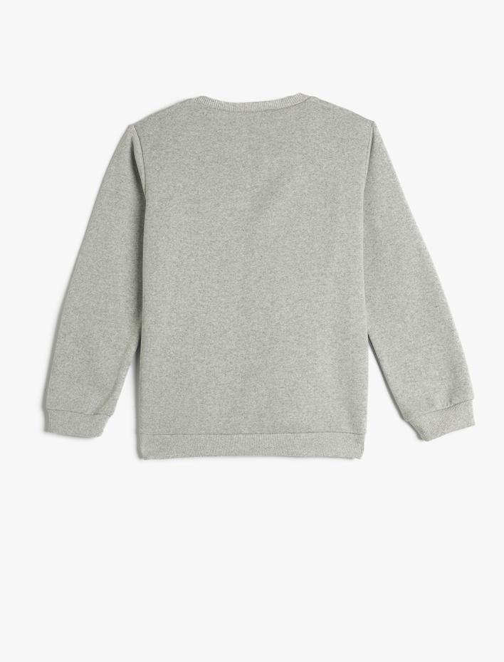 Erkek Çocuk Sweatshirt Bisiklet Yaka Uzun Kollu Baskılı Şardonlu