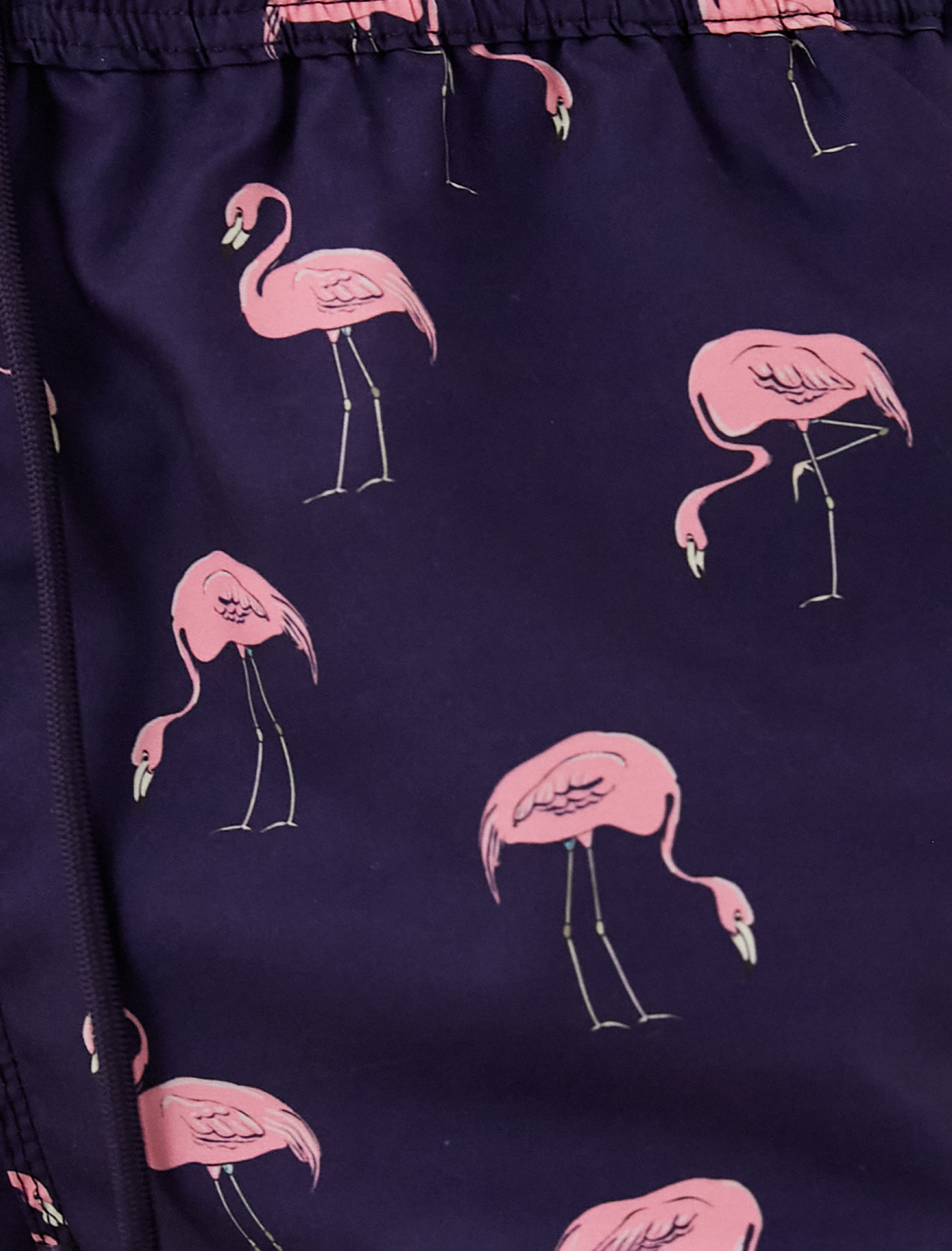   Deniz Şortu Flamingo Baskılı Beli Bağcıklı Cepli