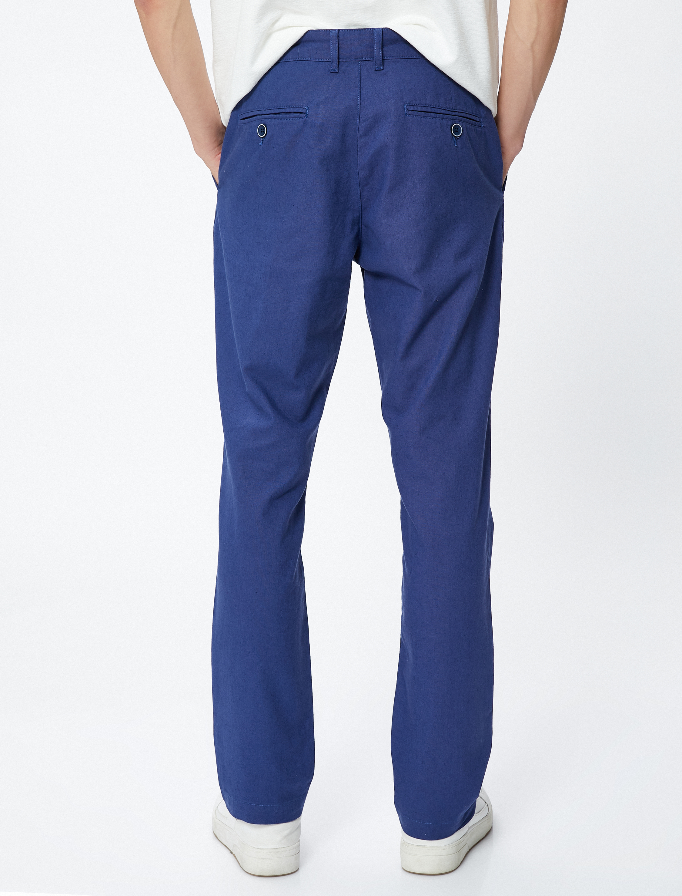   Keten Karışımlı Pantolon Düğmeli Cep Detaylı