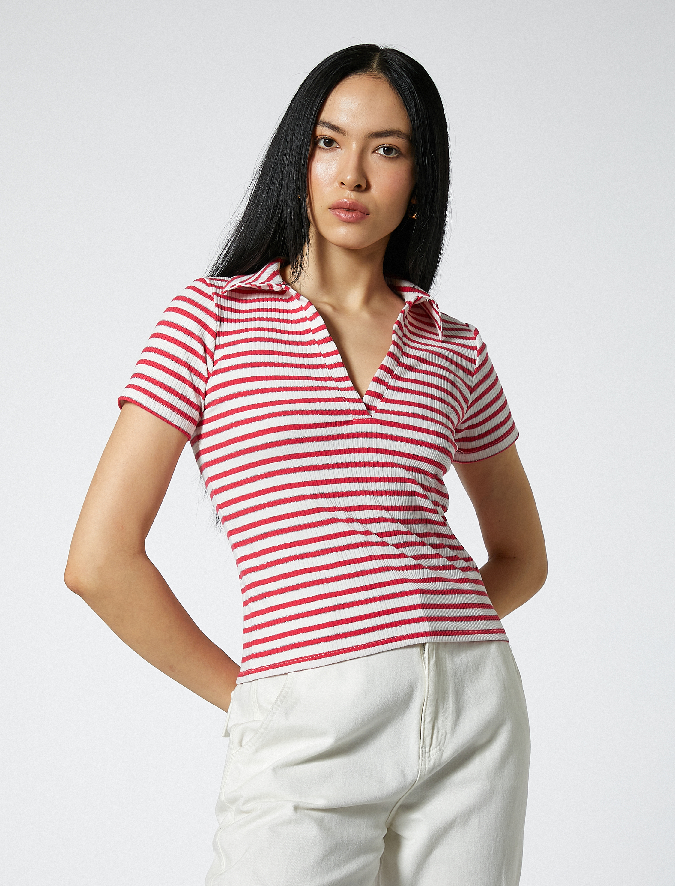 Polo Yaka Tişört Dar Kesim Kısa Kollu