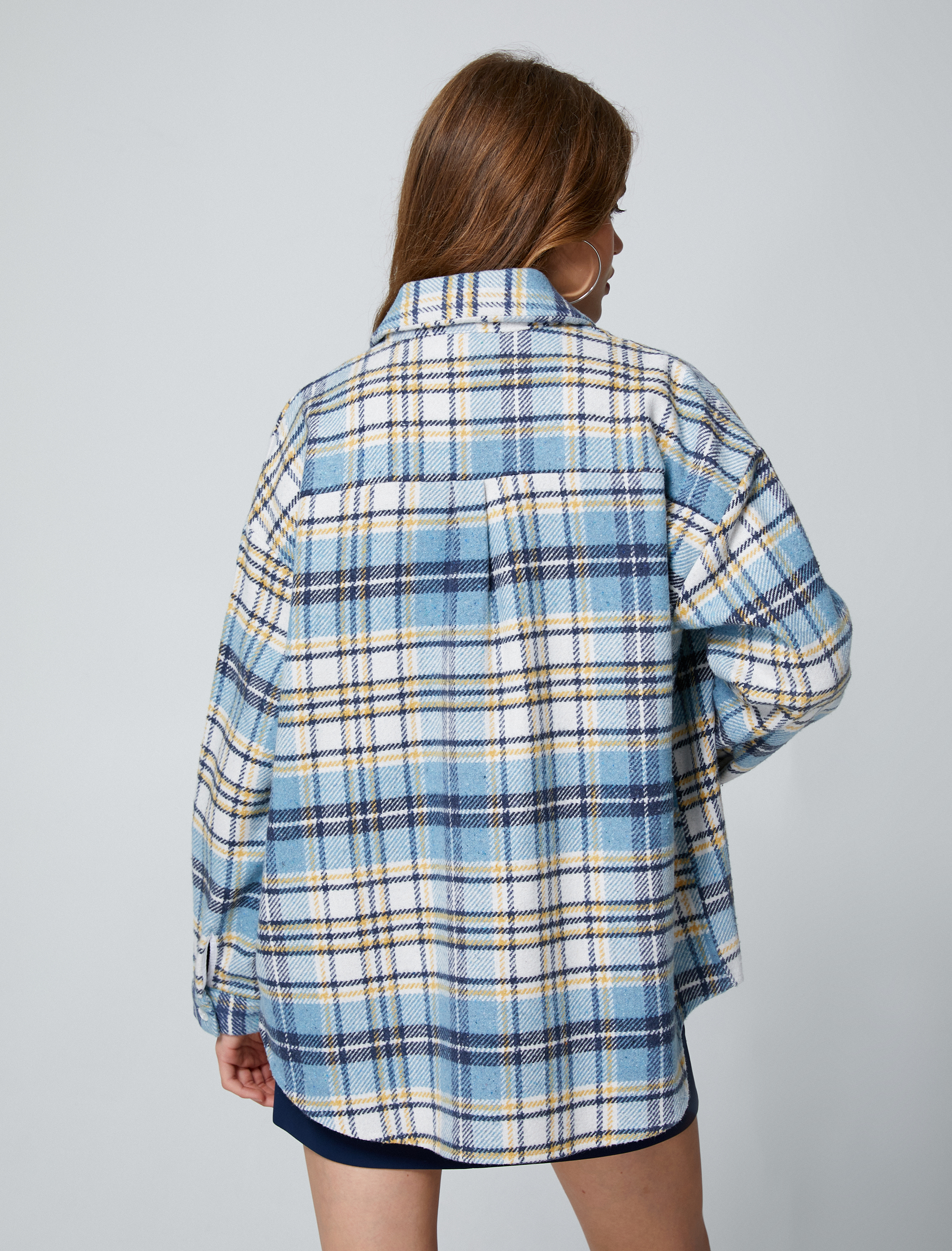   Oversize Oduncu Gömlek Ceket Çift Cep Detaylı Düğmeli