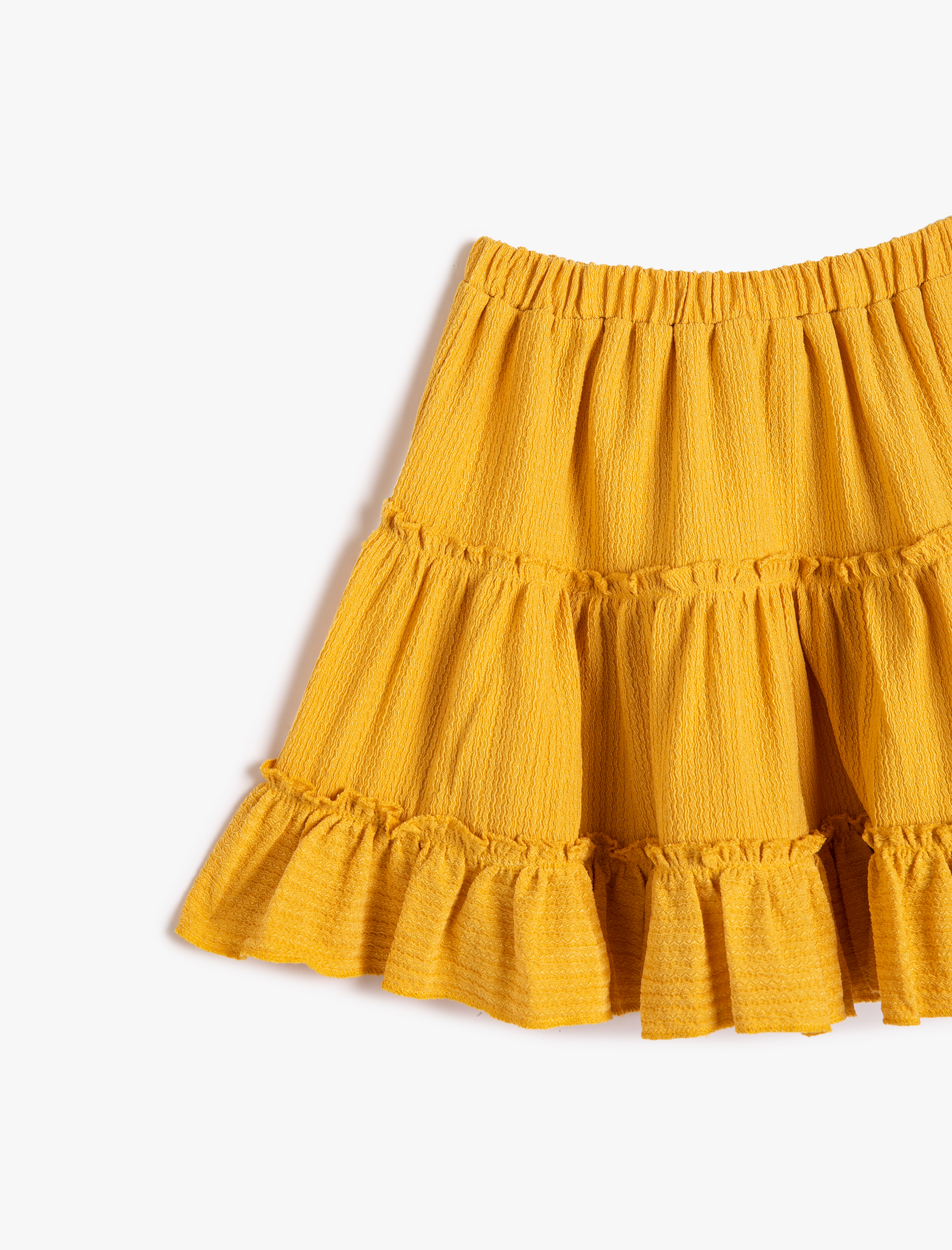 Kız Çocuk Etek Fırfırlı Rahat Kesim Beli Lastikli Dokulu