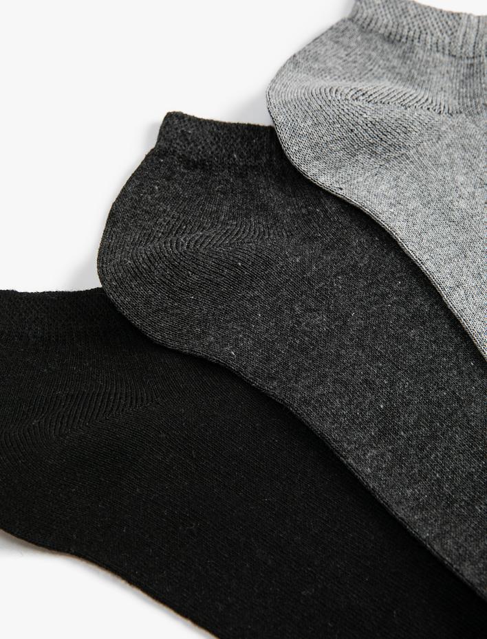 Erkek 3'lü Basic Patik Çorap Seti Çok Renkli