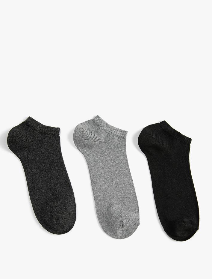 Erkek 3'lü Basic Patik Çorap Seti Çok Renkli