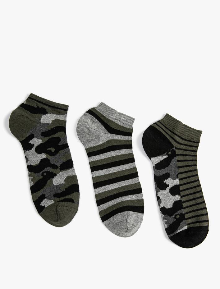 Erkek Kamuflaj Desenli 3'lü Patik çorap Seti