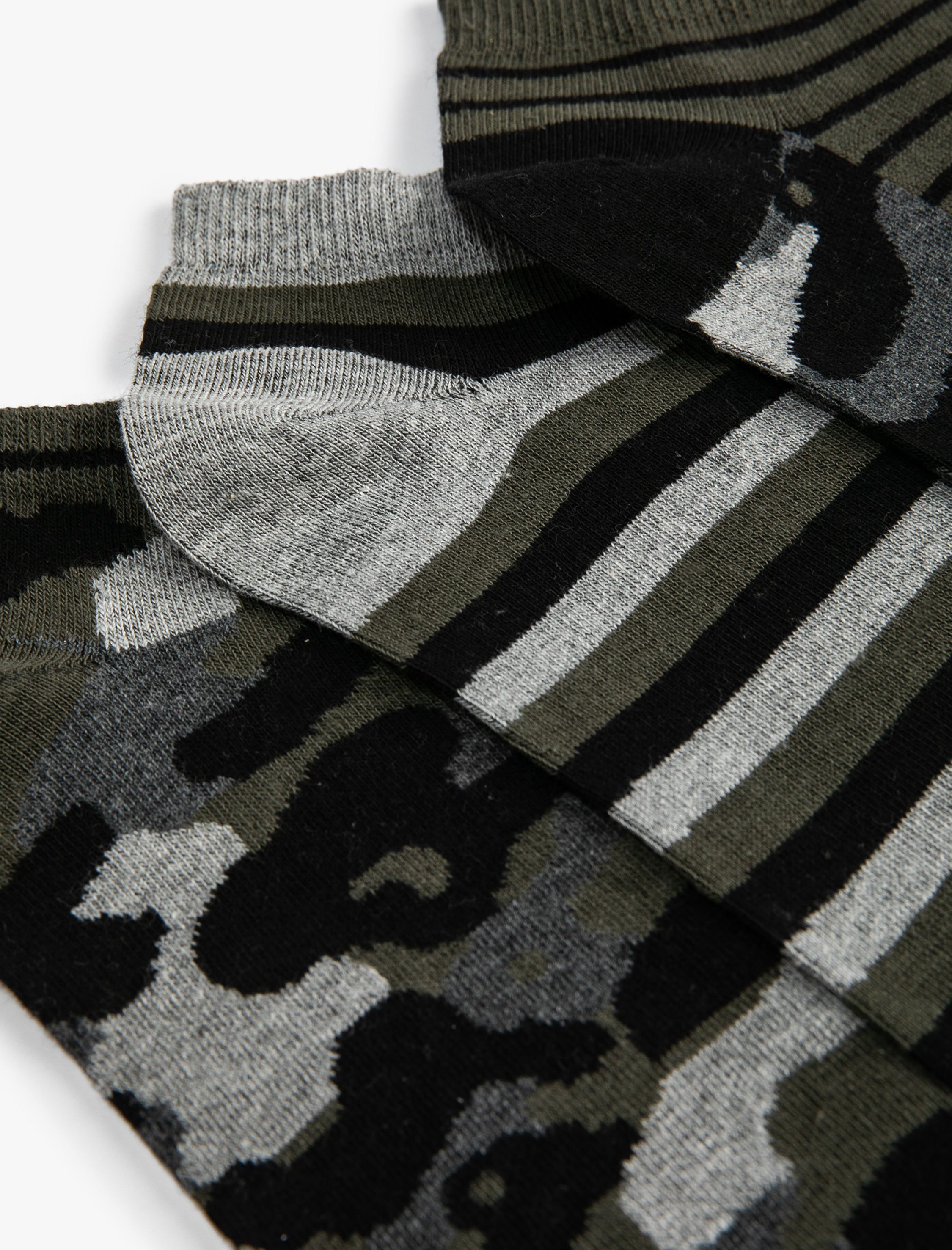  Erkek Kamuflaj Desenli 3'lü Patik çorap Seti