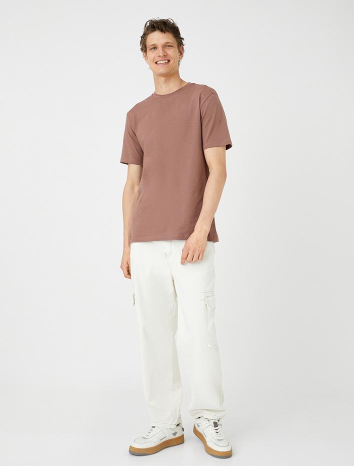  Basic Tişört Kısa Kollu Bisiklet Yaka Dar Kesim