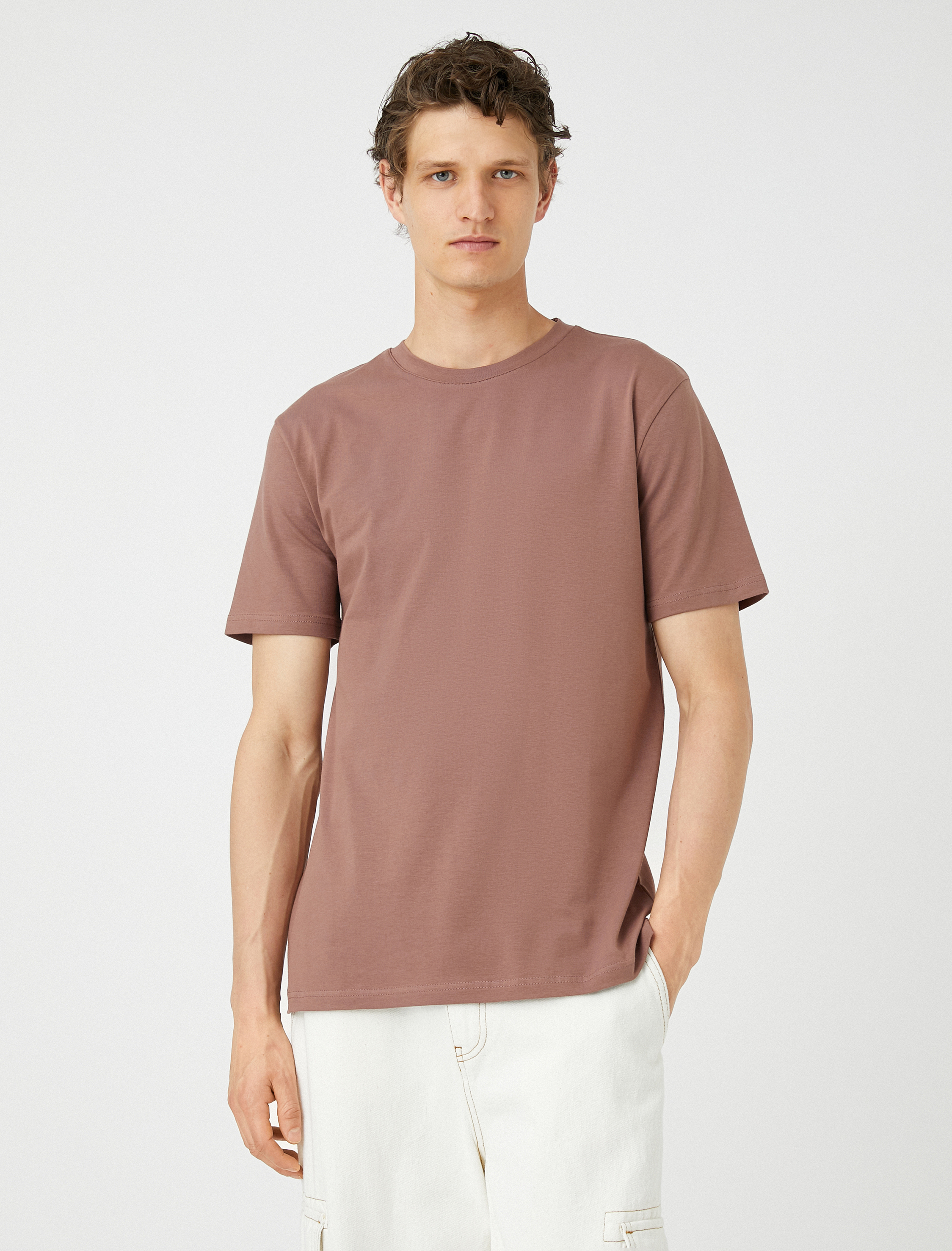   Basic Tişört Kısa Kollu Bisiklet Yaka Dar Kesim